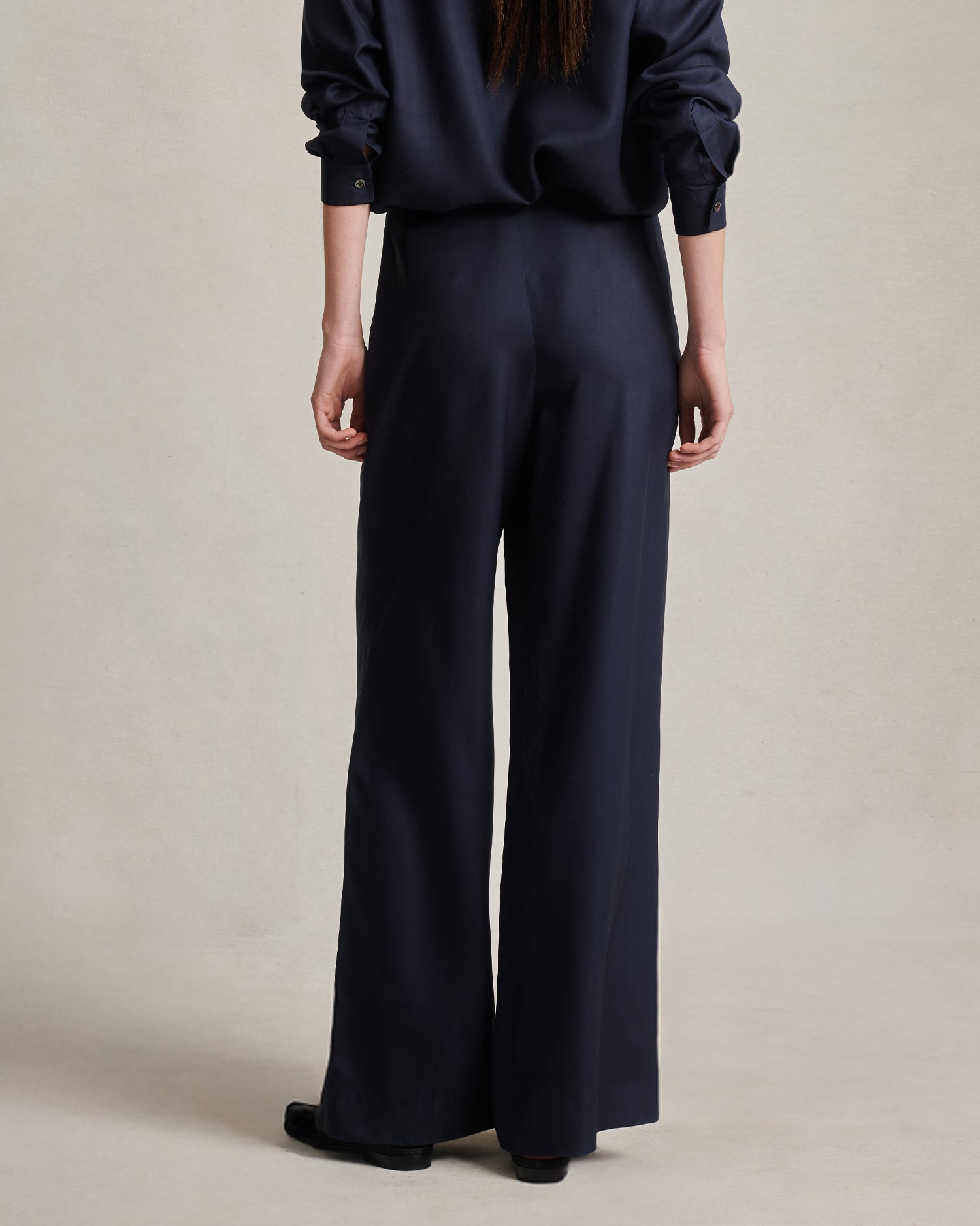 Sofia Trouser - Navy Dupioni