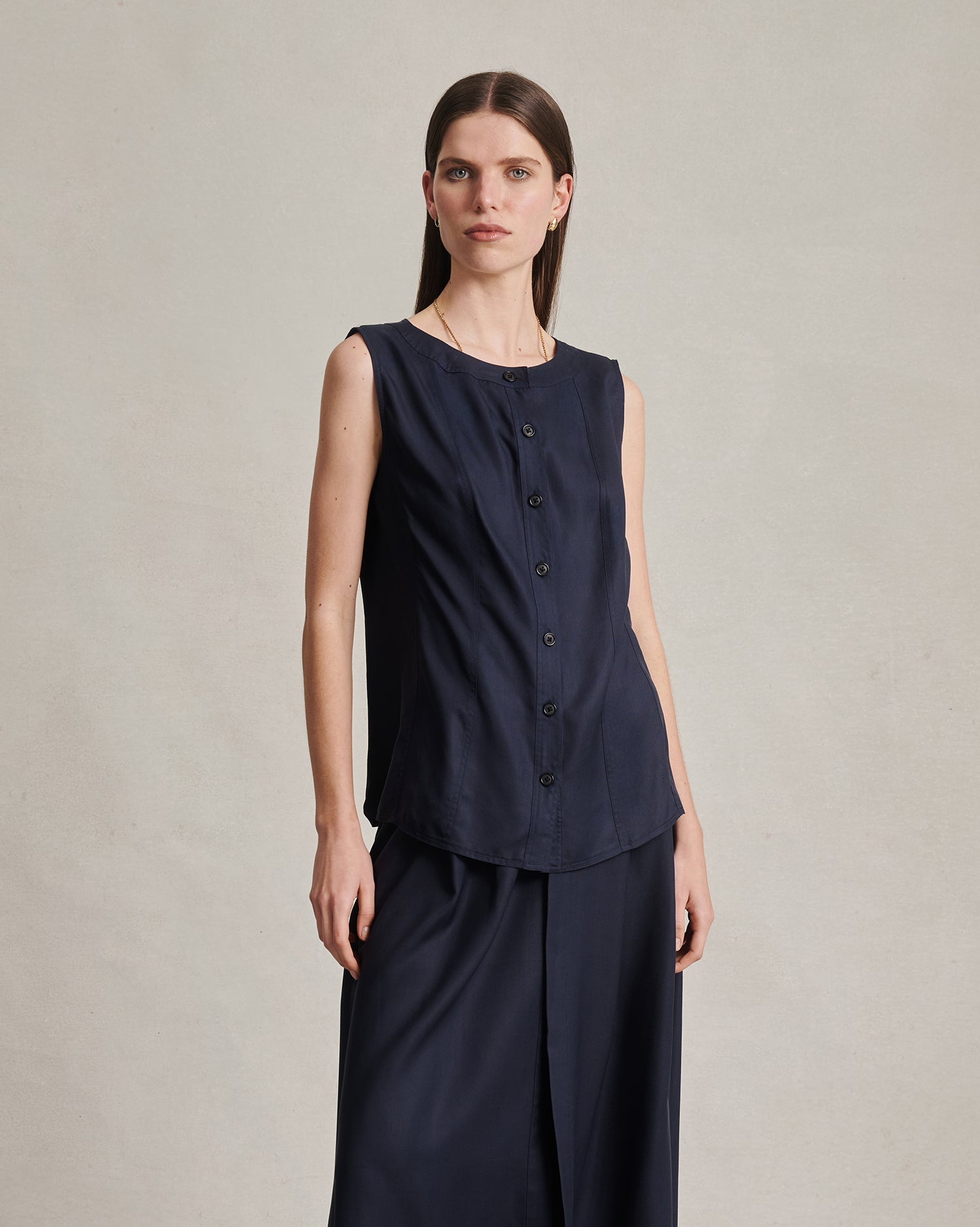 Bodice Top - Navy Dupioni