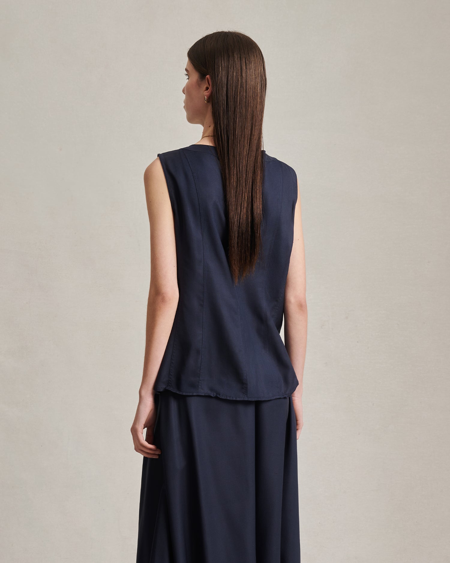 Bodice Top - Navy Dupioni