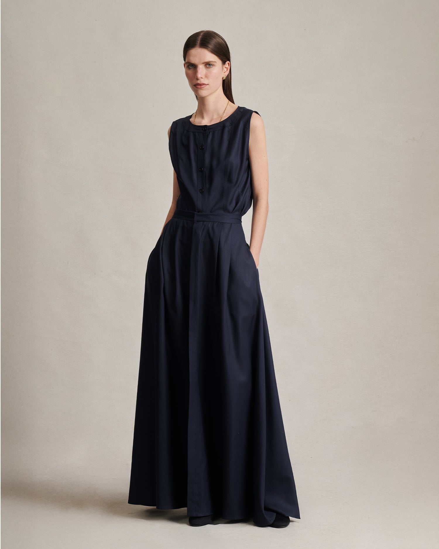 Kahlo Skirt - Navy Dupioni