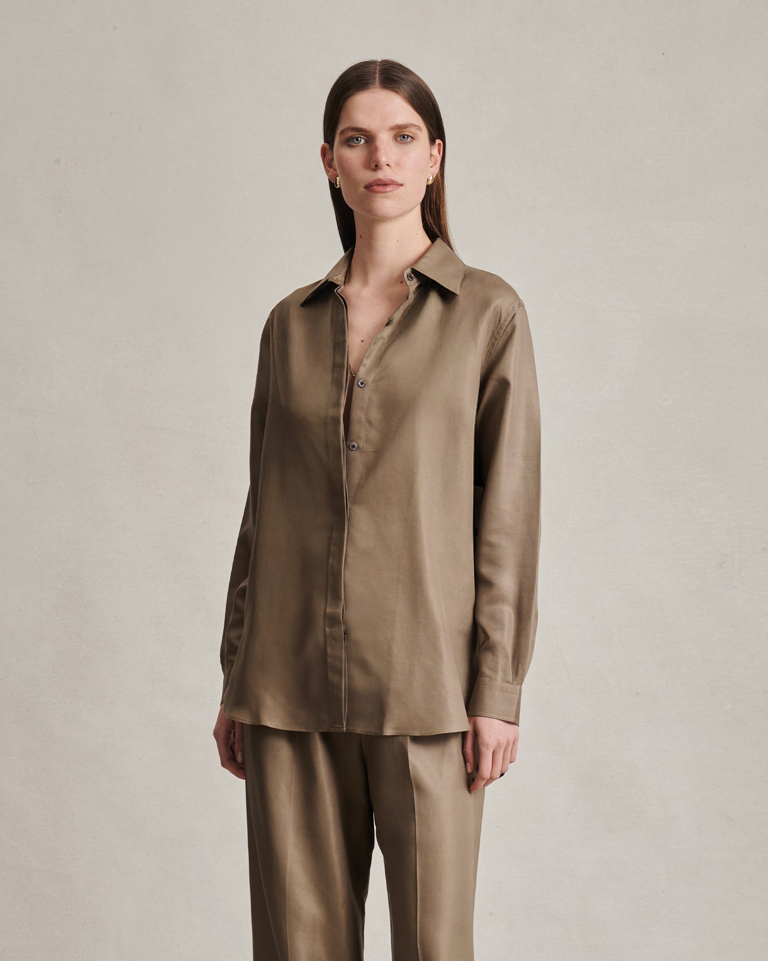 Classic Shirt - Taupe Dupioni