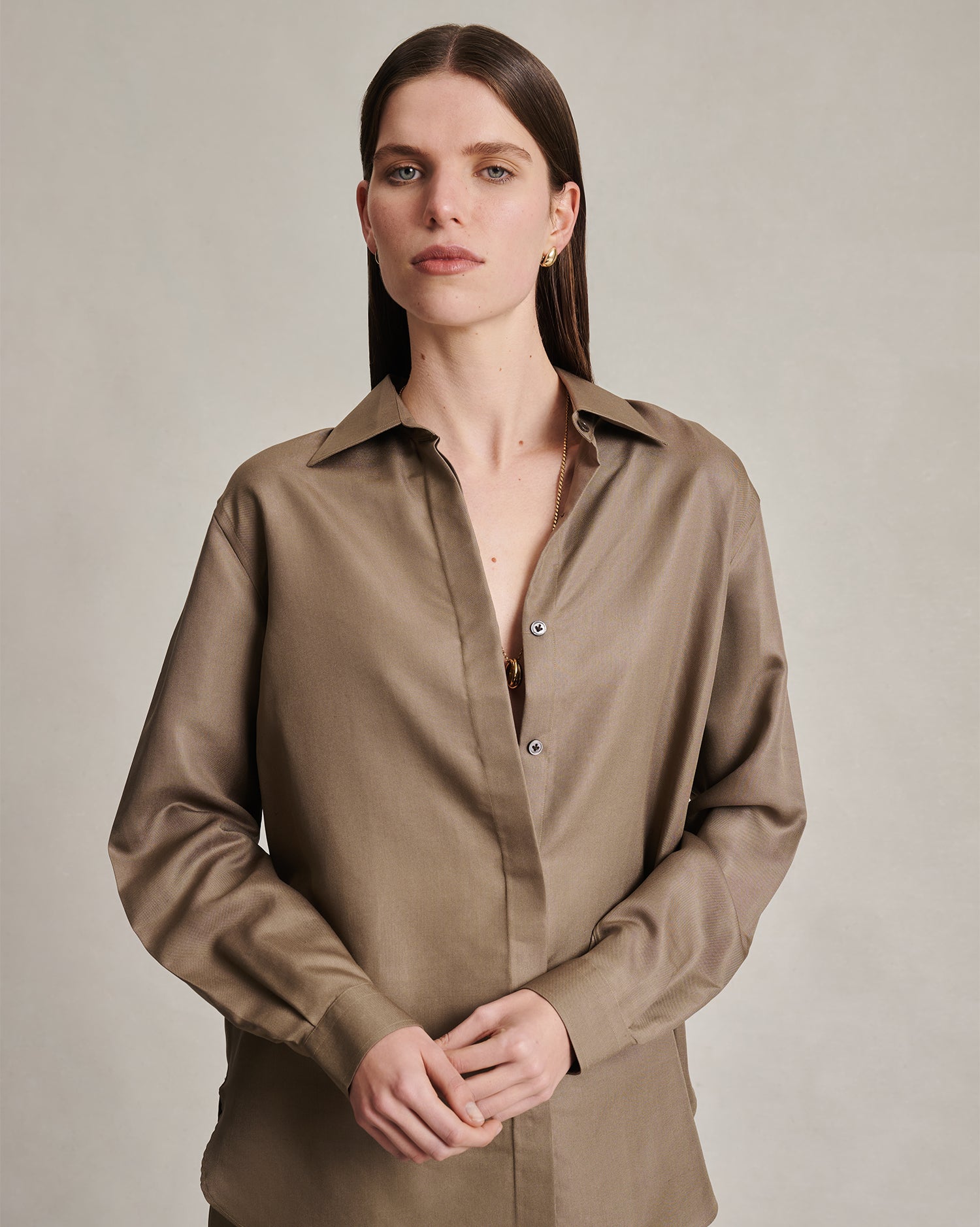 Classic Shirt - Taupe Dupioni