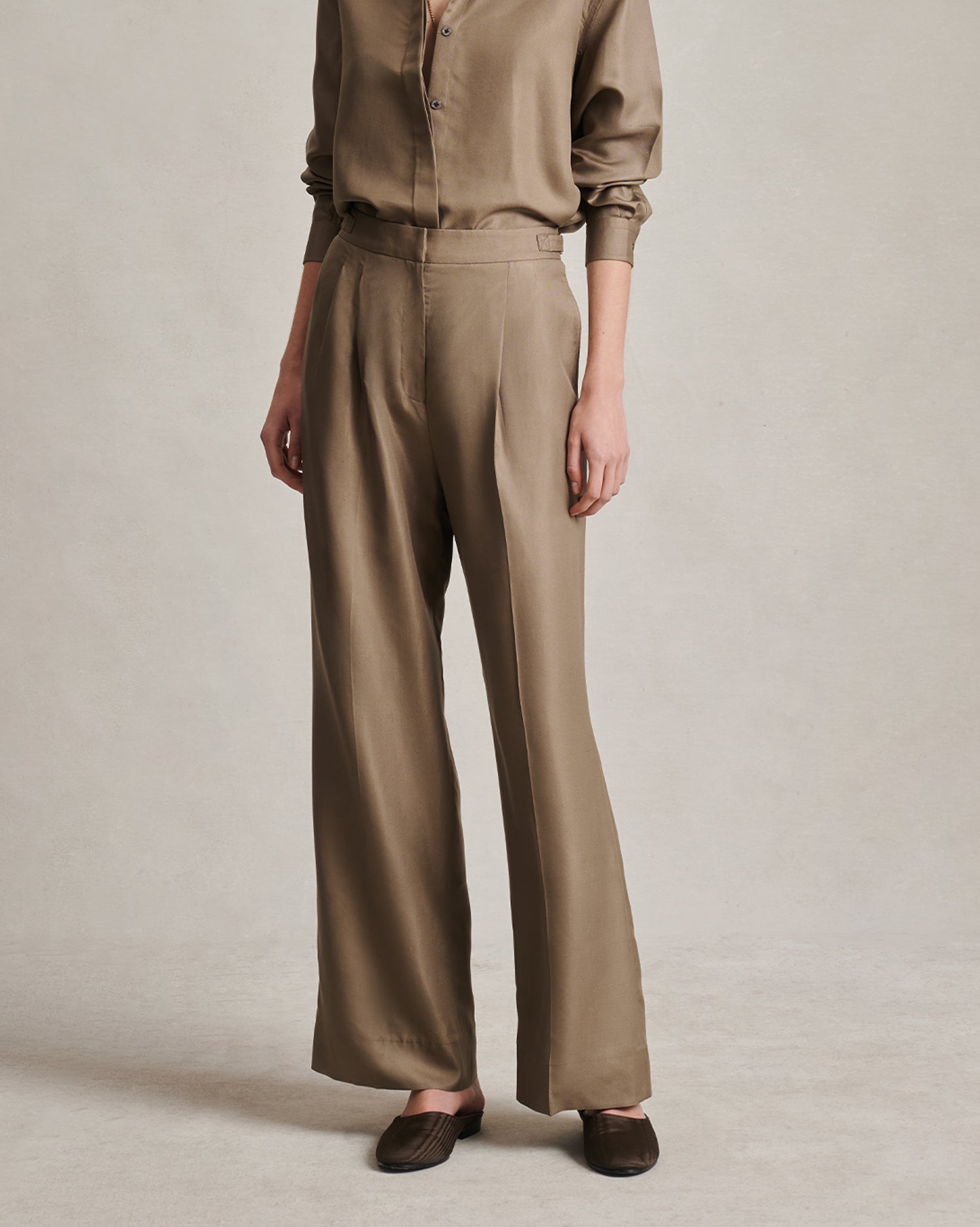 Perriand Trouser - Taupe Dupioni