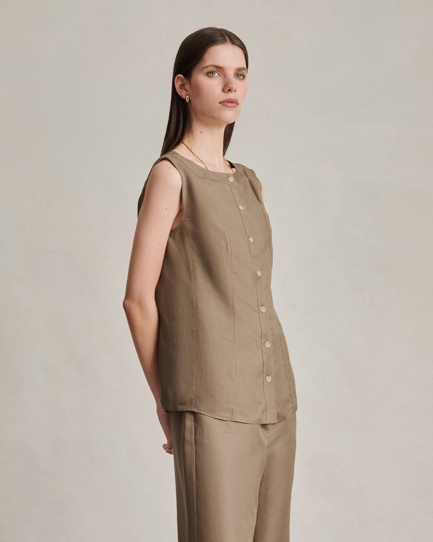 Bodice Top - Taupe Dupioni