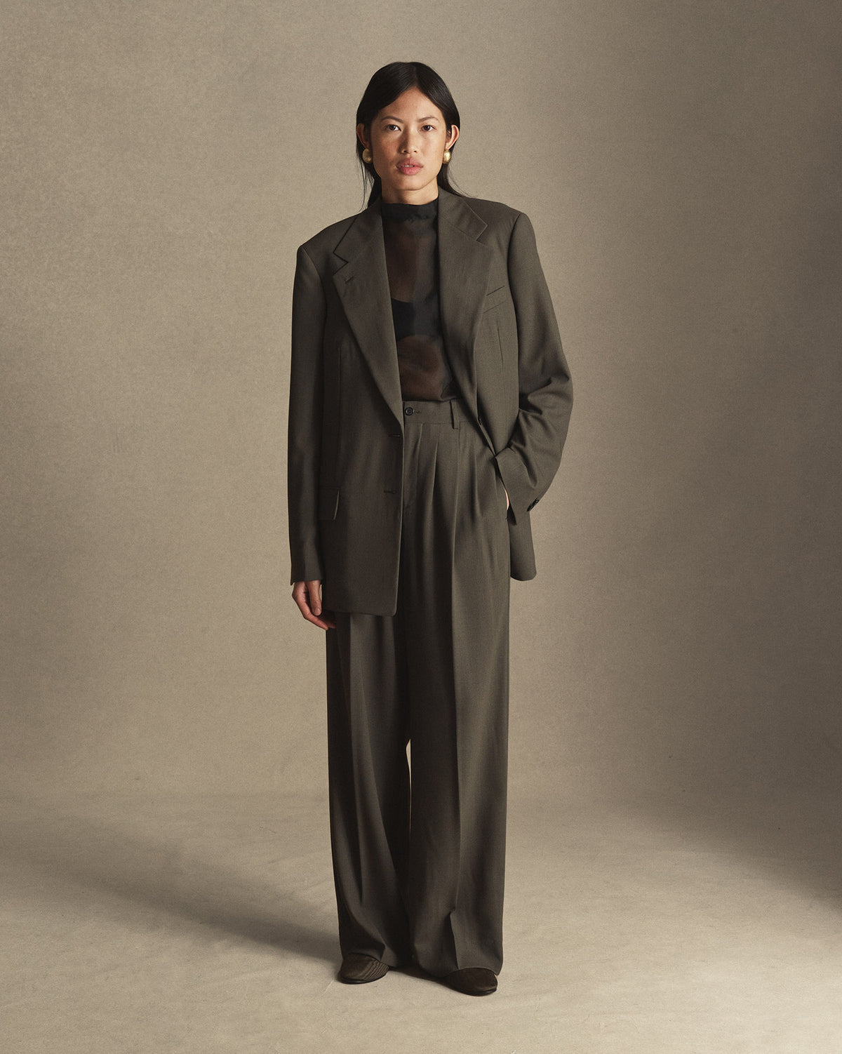 【WOOHWA】AVA. COLLARLESS BLAZER Z Supply Ava Textured Blazer
