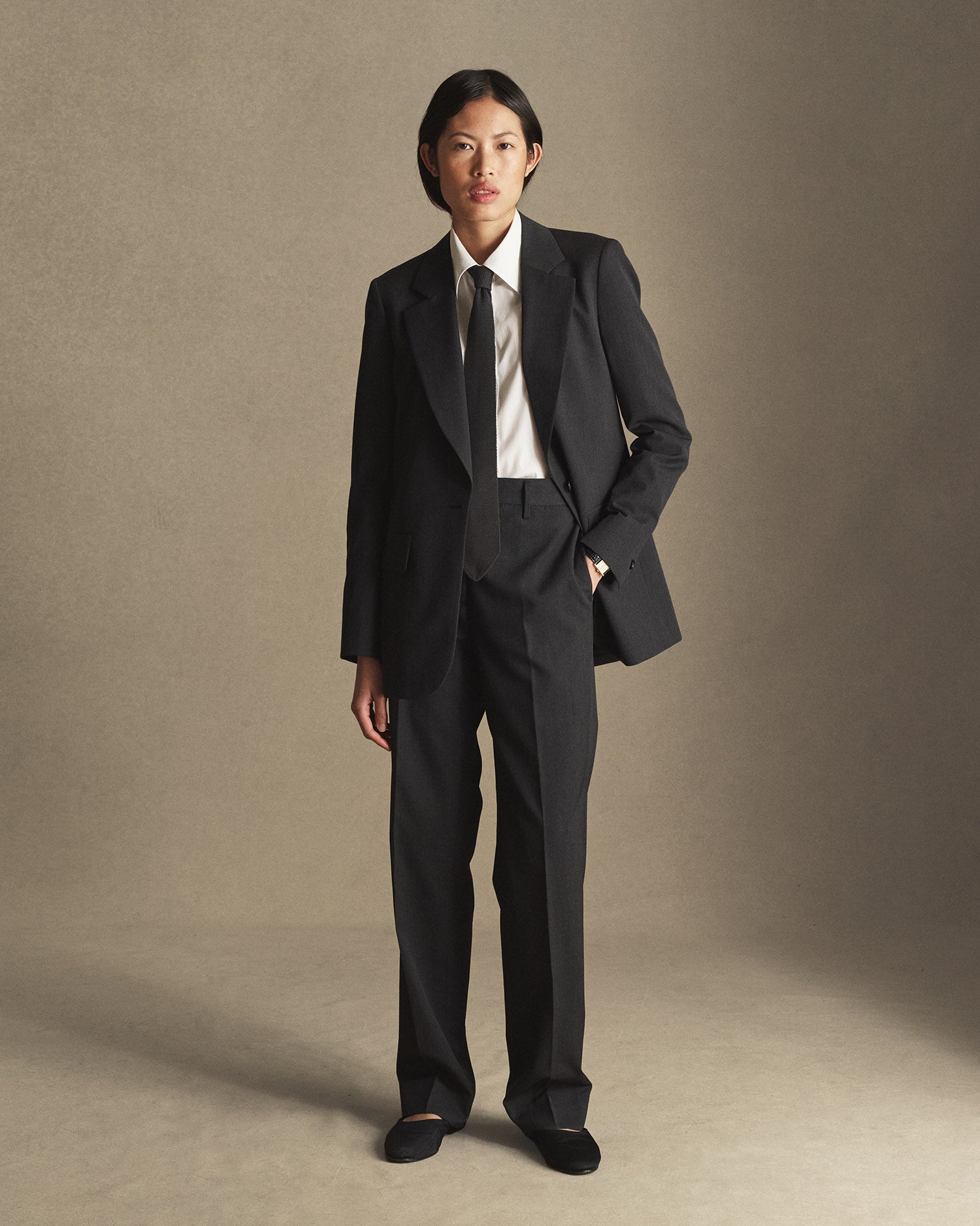 Georgia House Cut Blazer - Charcoal Wool Twill