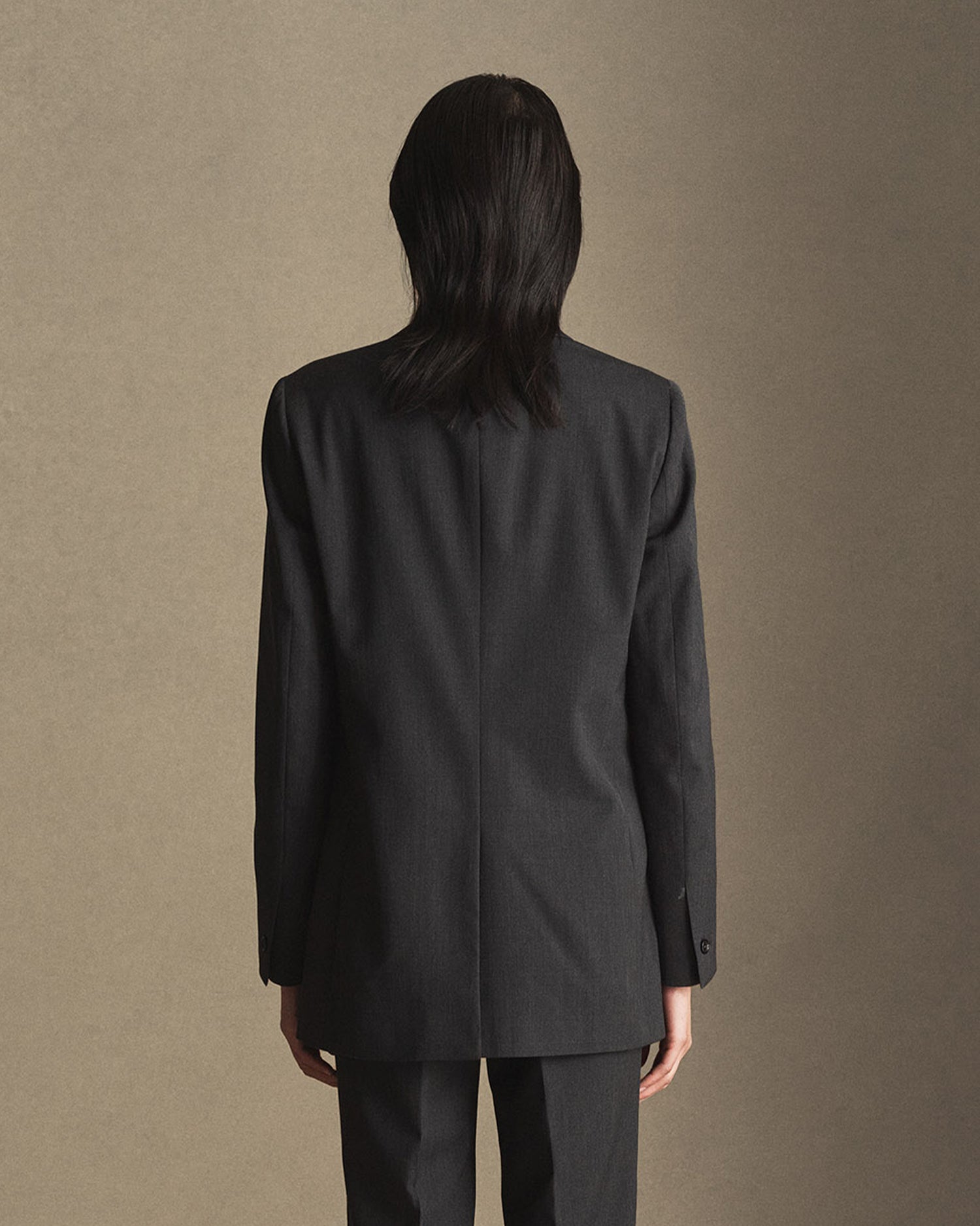 Georgia House Cut Blazer - Charcoal Wool Twill