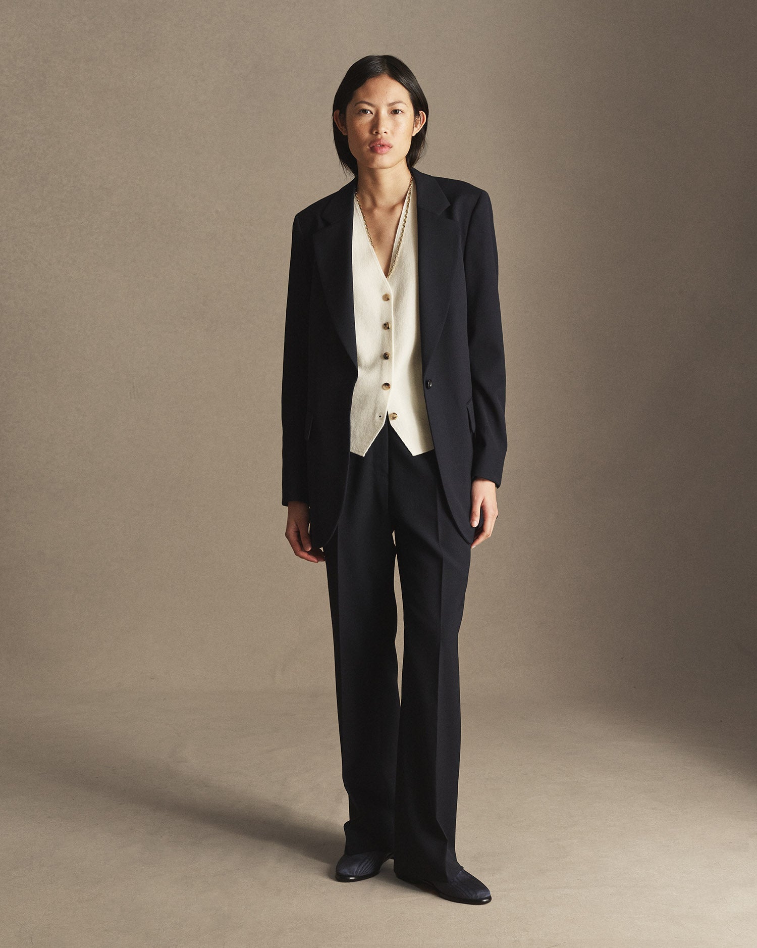 Georgia House Cut Blazer - Navy Wool Twill