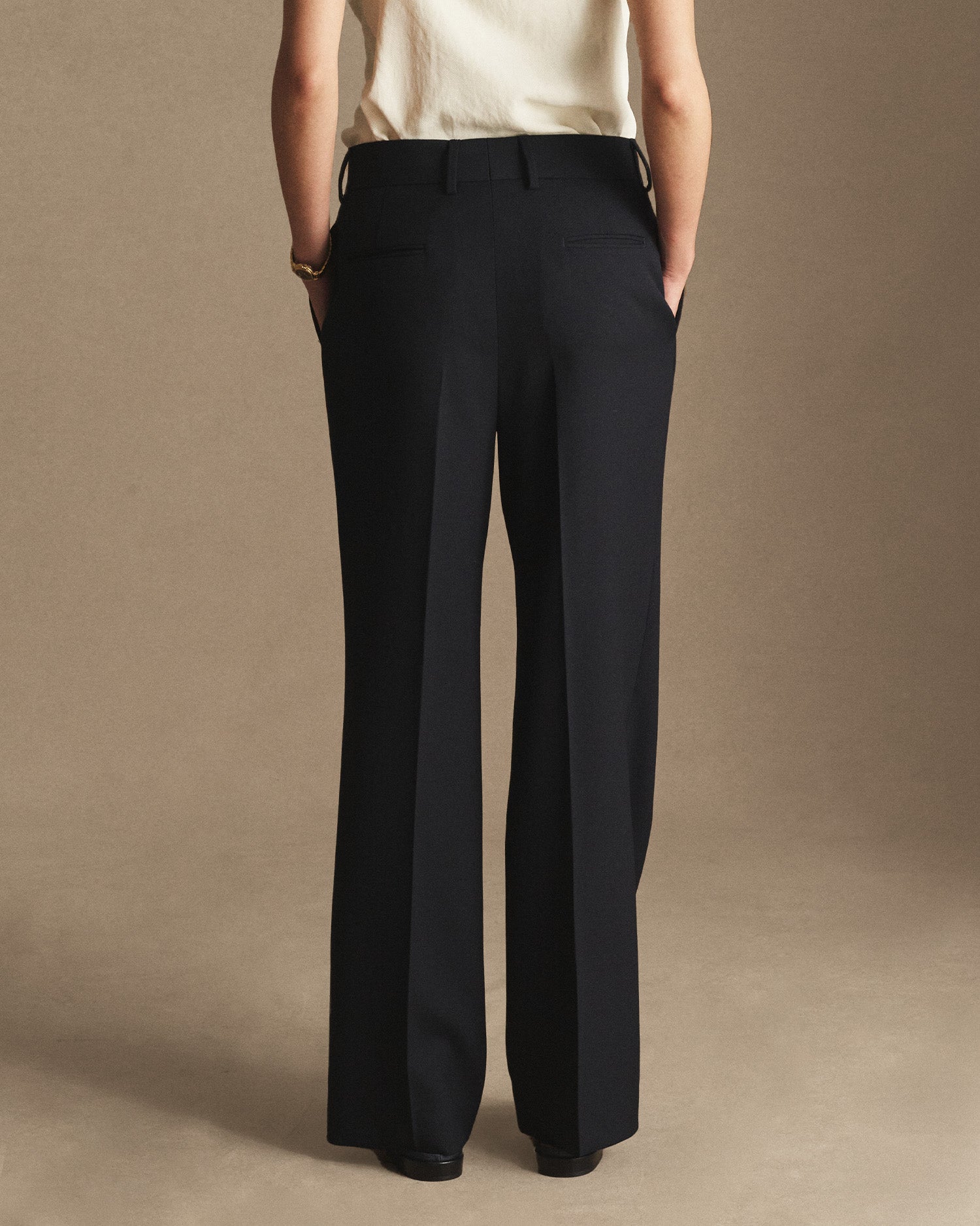 Georgia Straight Trouser - Navy Wool Twill