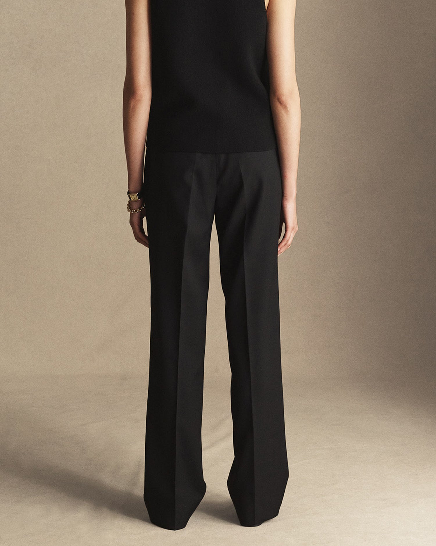 Georgia Straight Trouser - Black Wool Twill