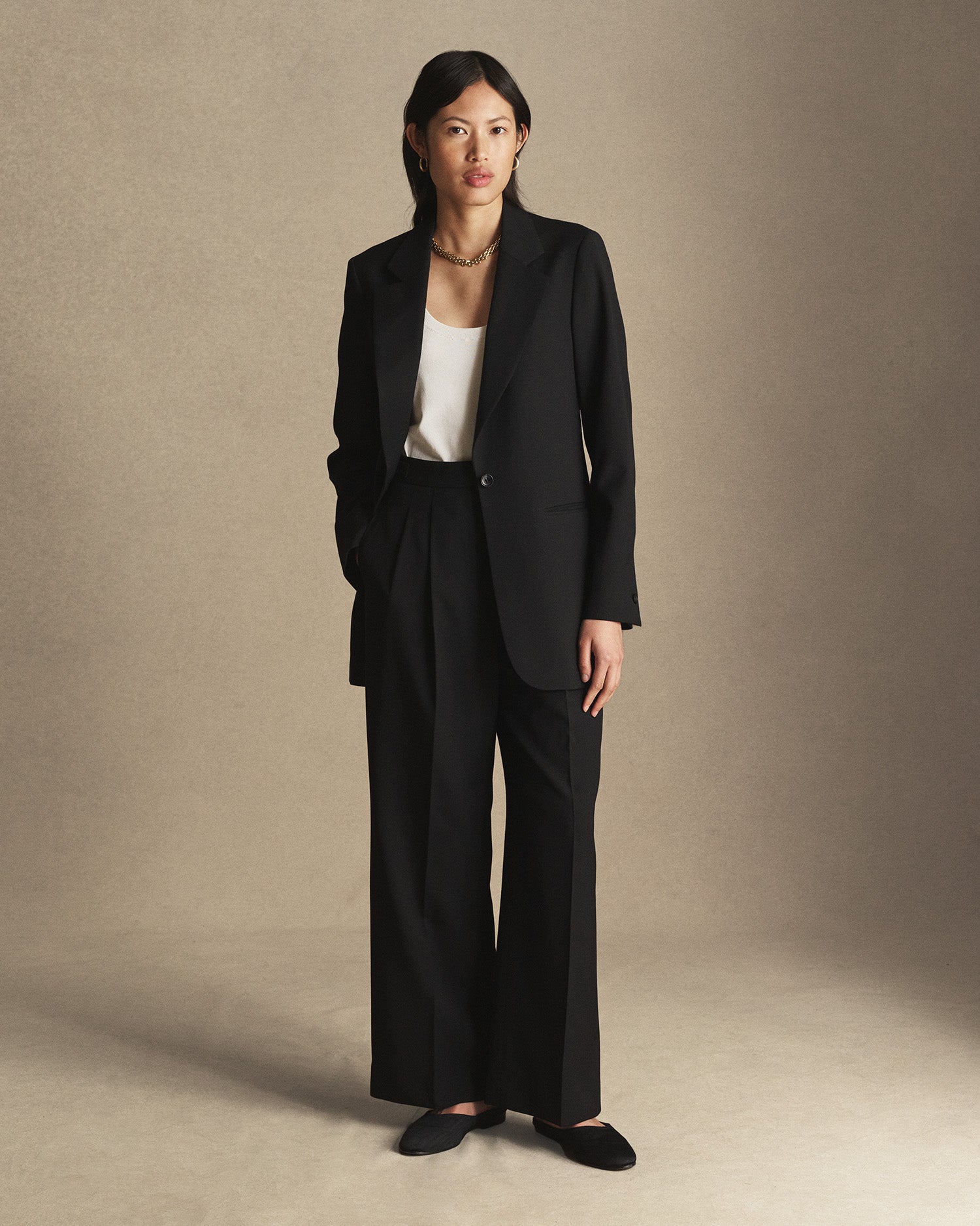 Georgia House Cut Blazer - Black Wool Twill