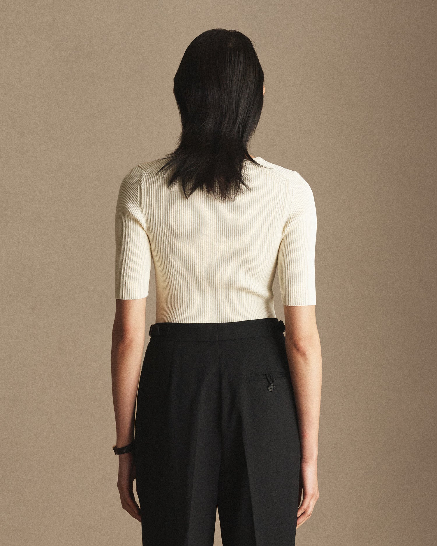Georgia Rib Knit Tee - Off White
