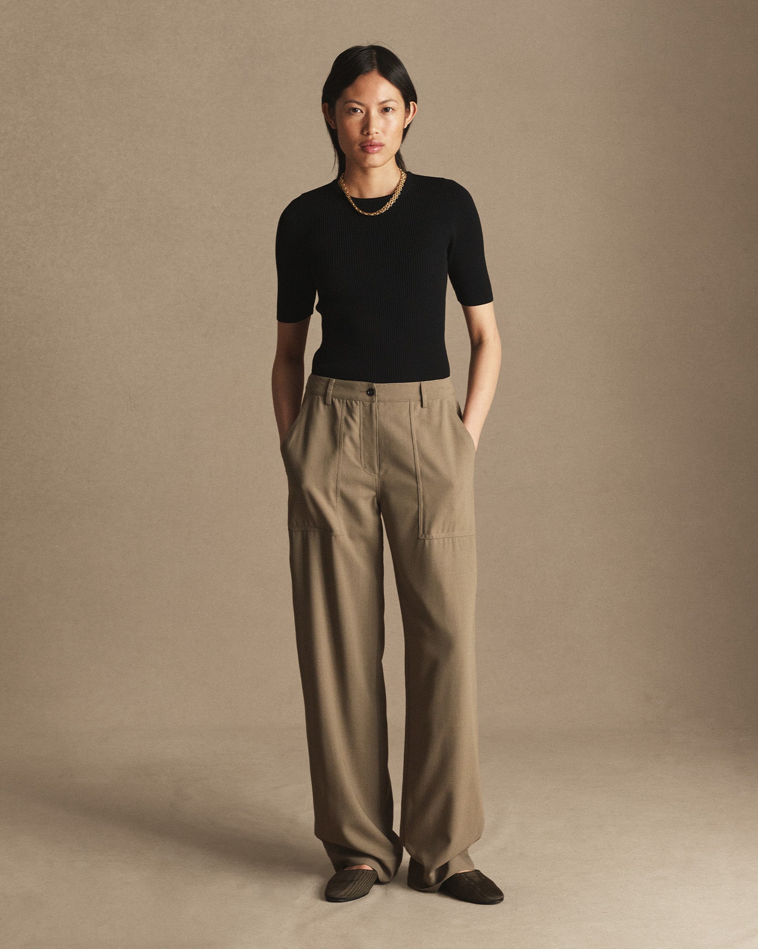 Georgia Rib Knit Tee - Black