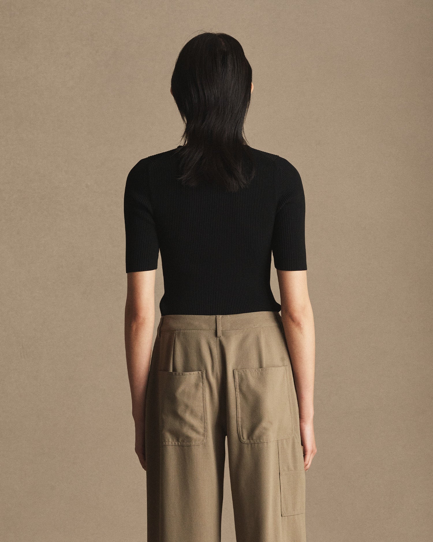 Georgia Rib Knit Tee - Black