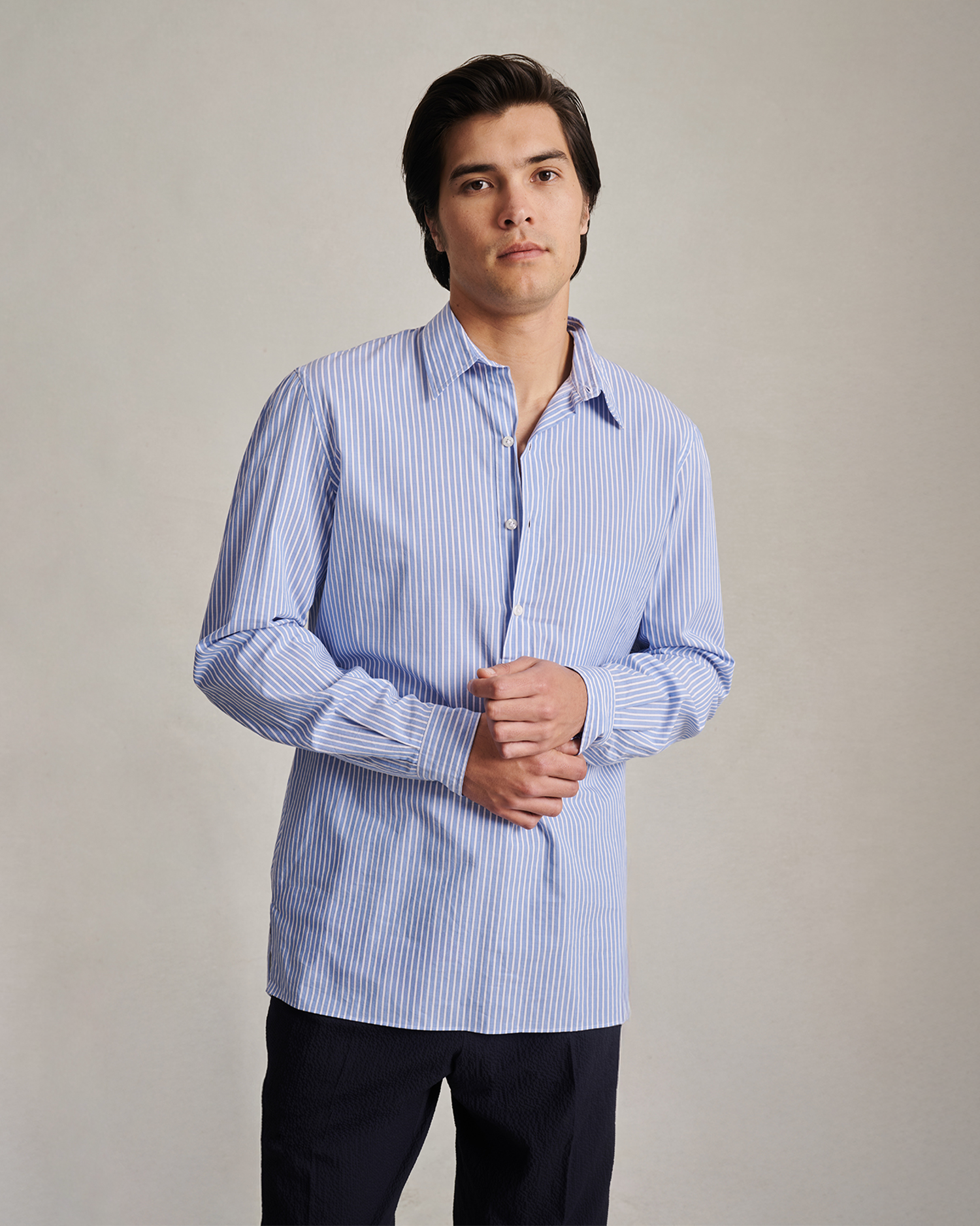 Poplin Popover - Blue & White Stripe