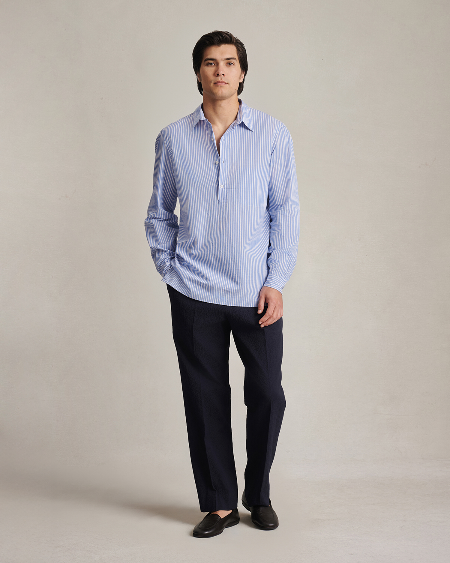 Poplin Popover - Blue & White Stripe