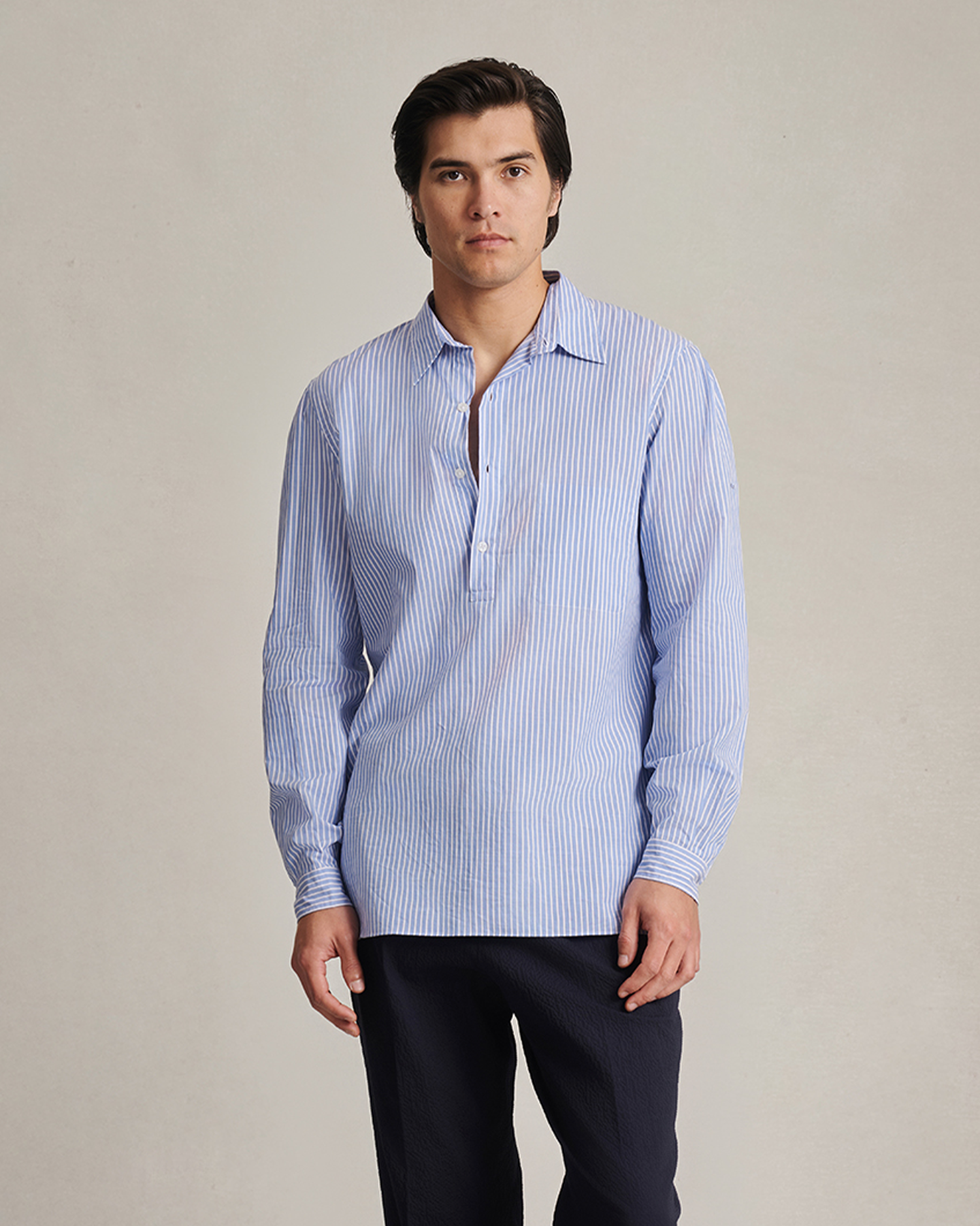 Poplin Popover - Blue & White Stripe
