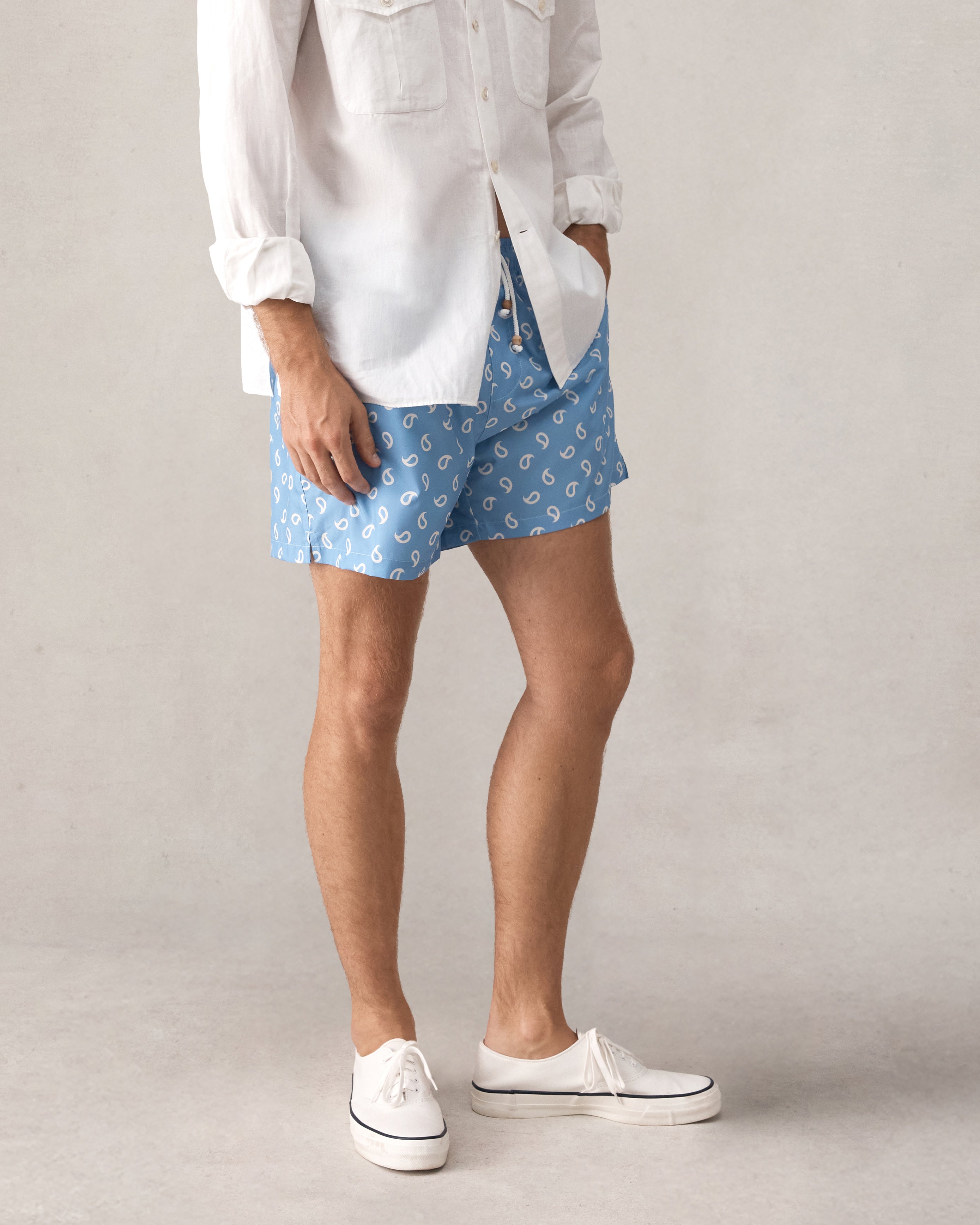 Paisley Swim Short - Cornflower