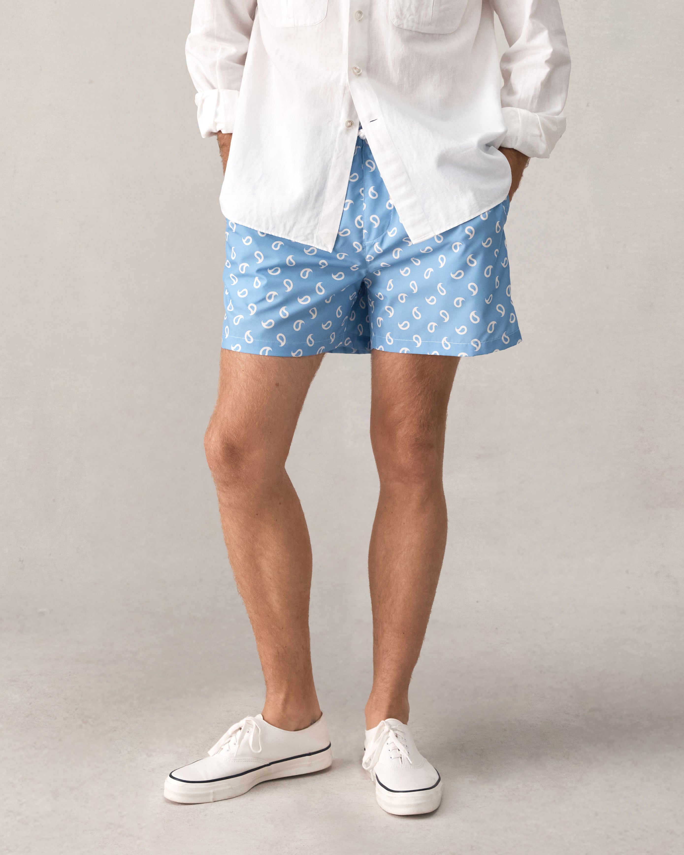 Paisley Swim Short - Cornflower