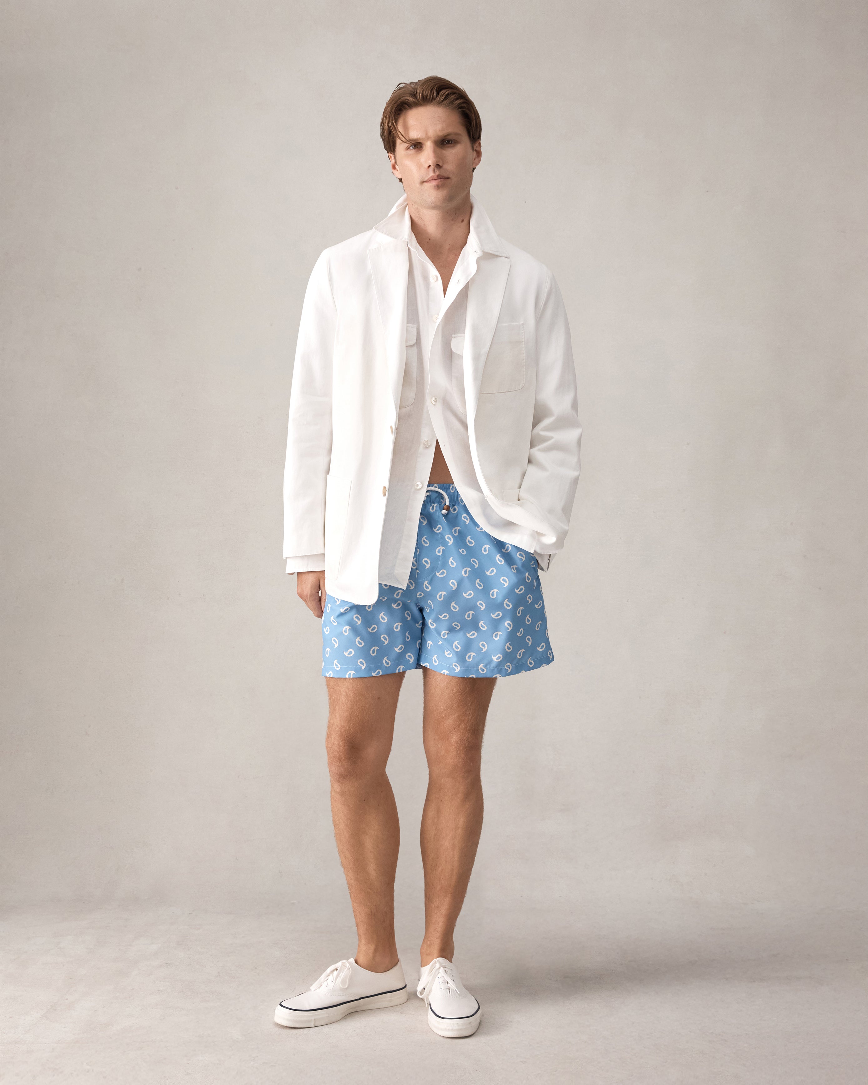 Paisley Swim Short - Cornflower