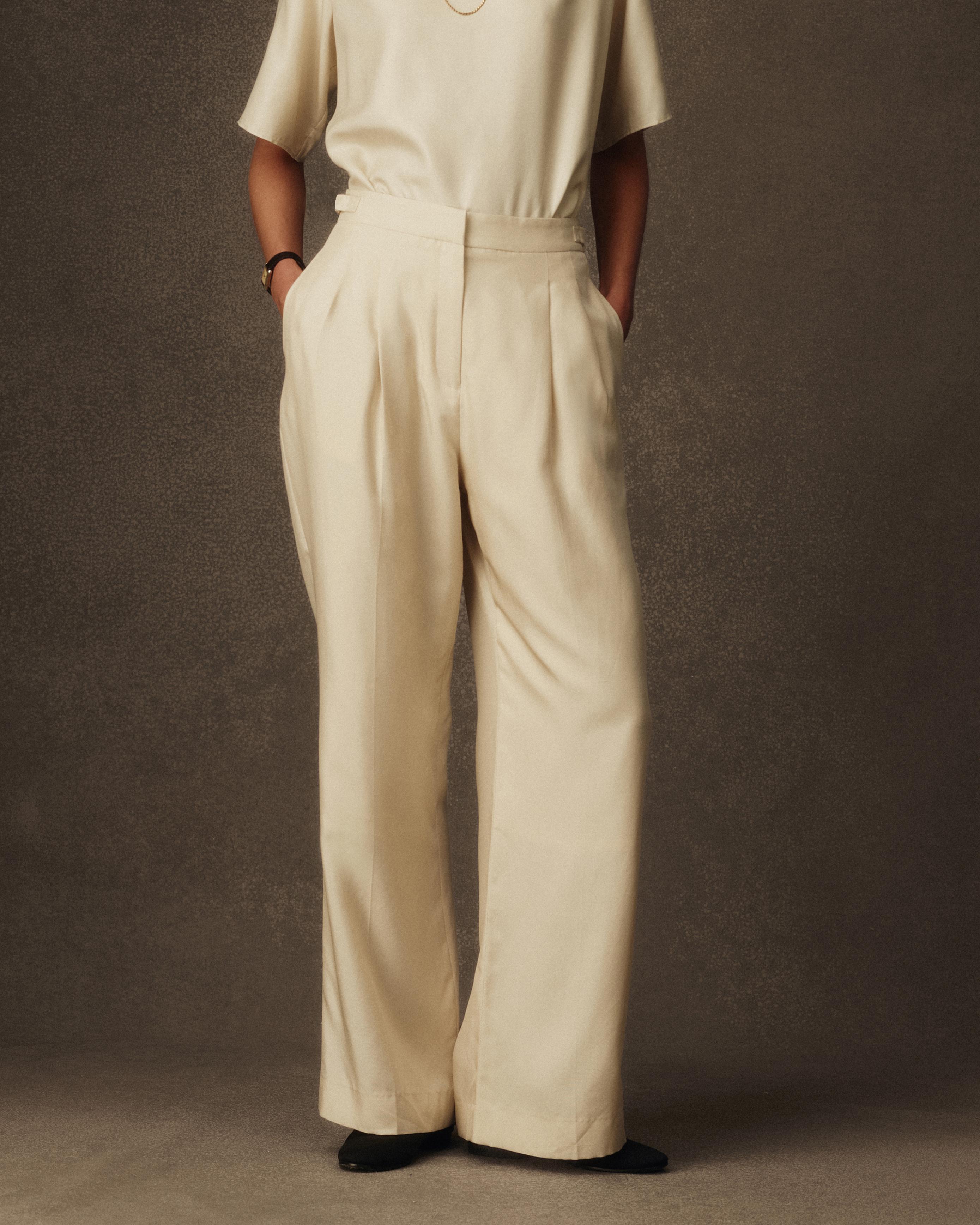 Perriand Trouser - Beige Dupioni