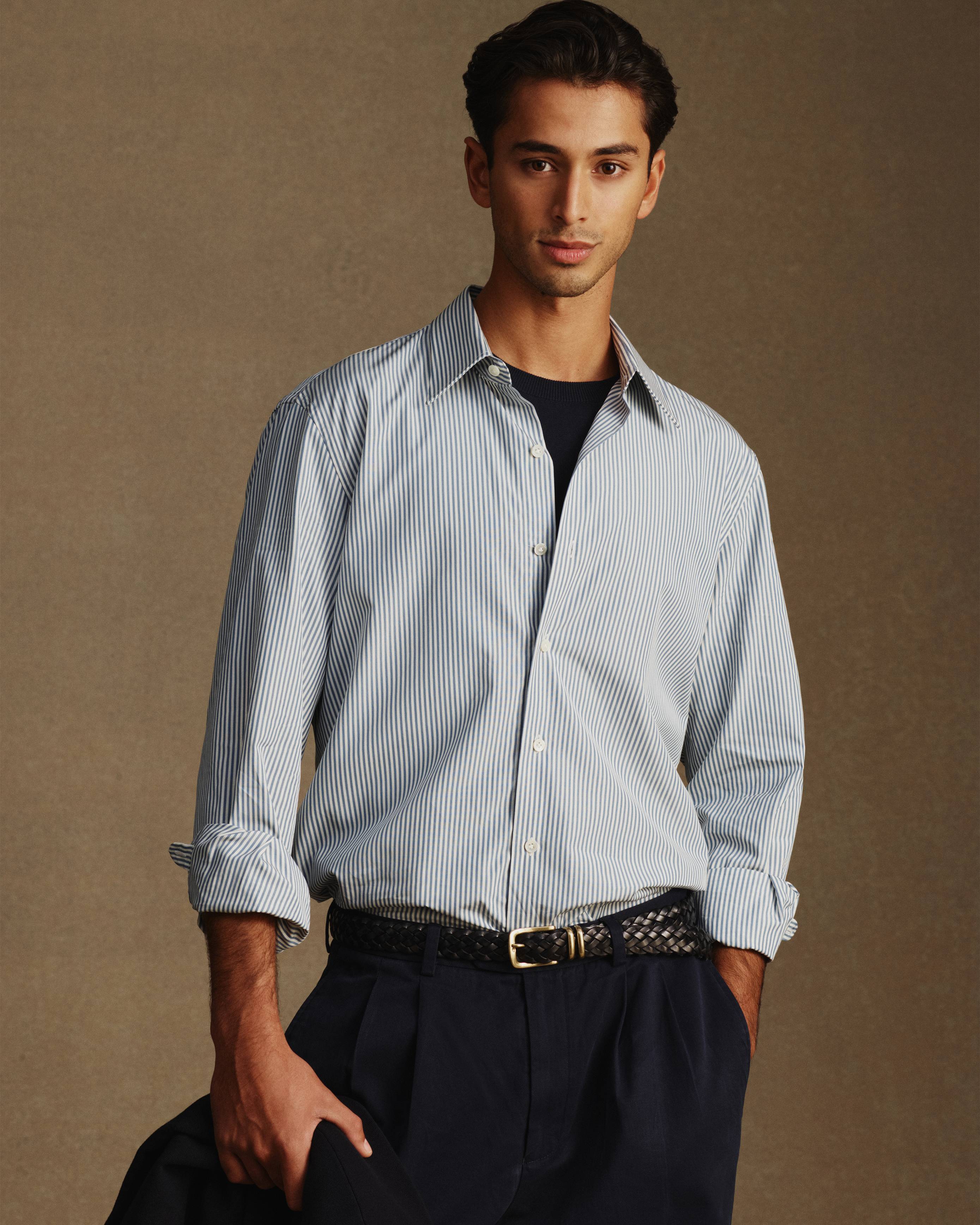 Poplin Shirt - Blue Stripe