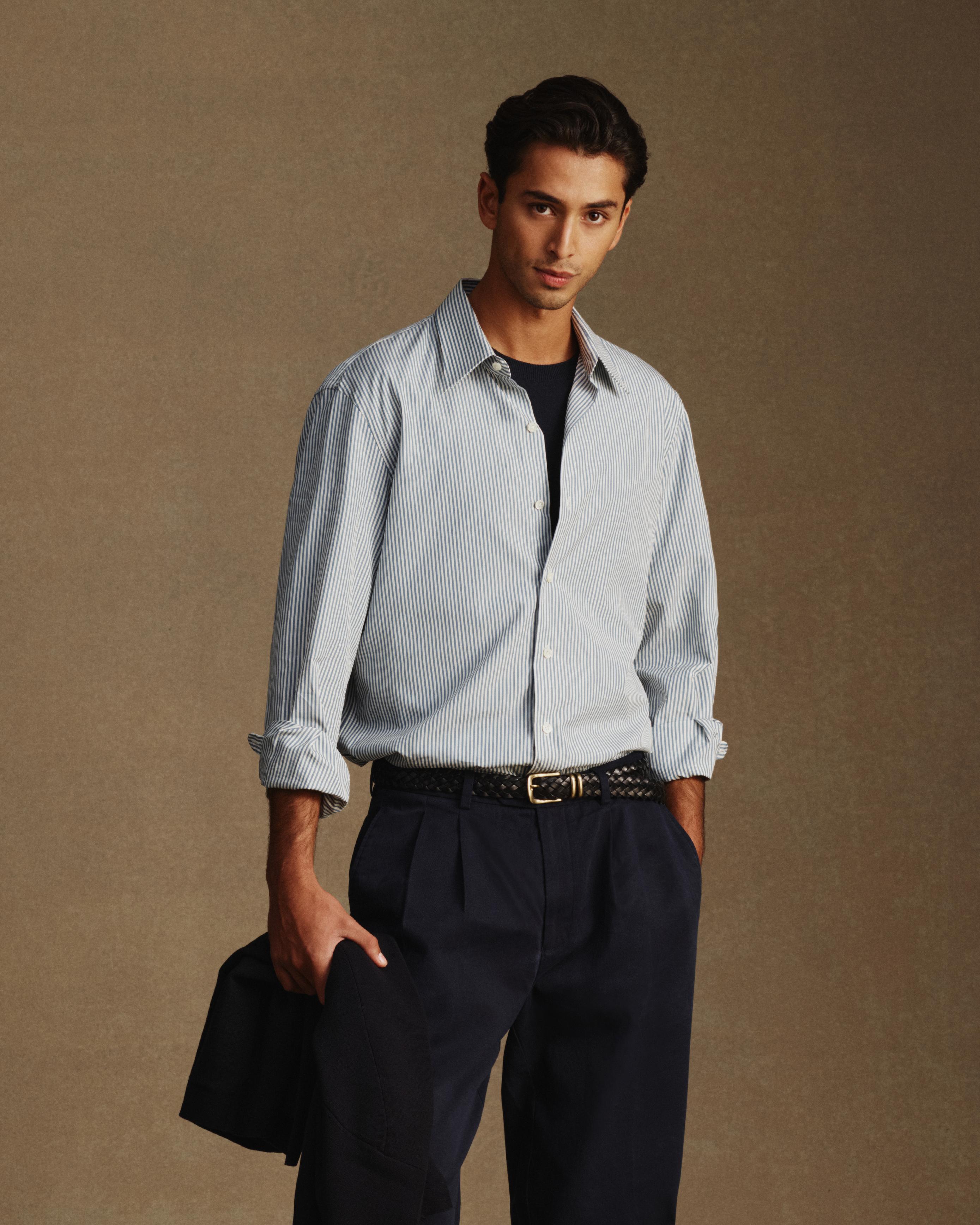 Poplin Shirt - Blue Stripe