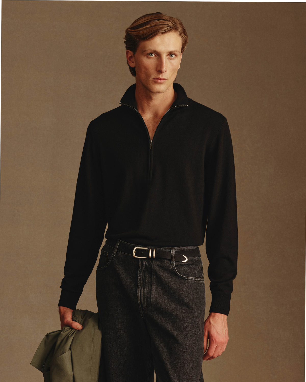 Merino Quarter Zip - Black