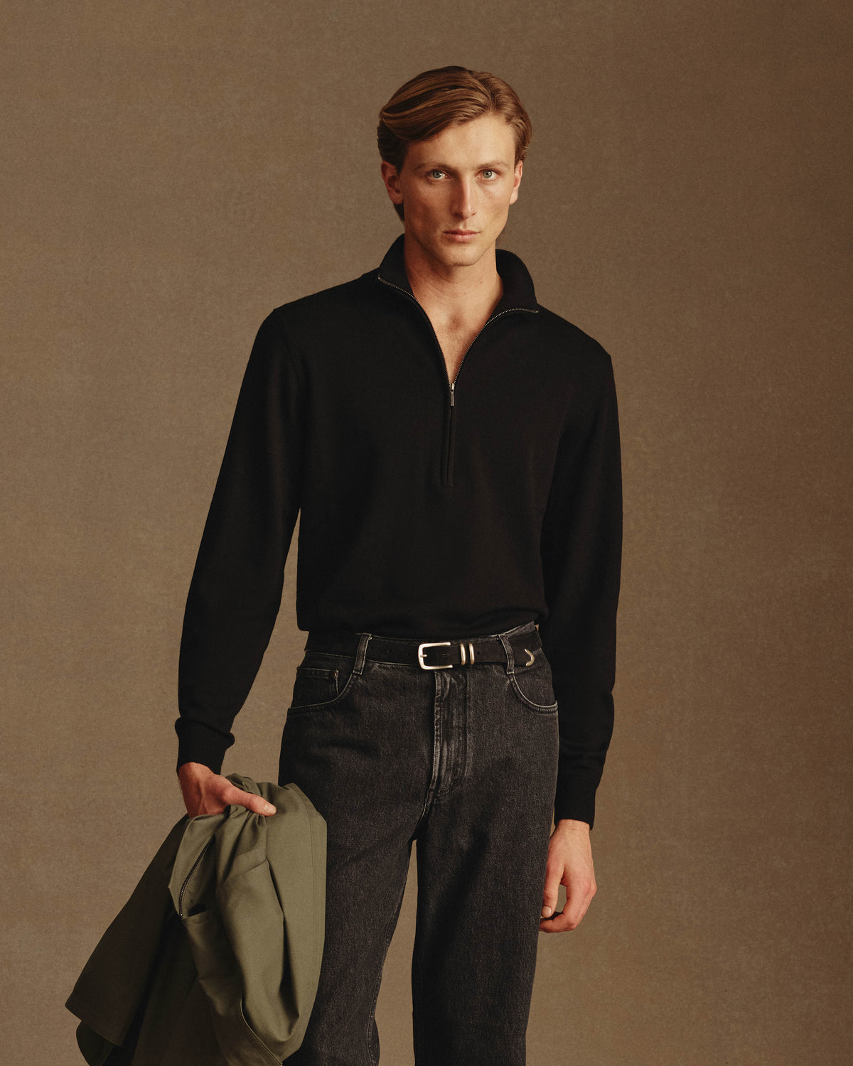 Merino Quarter Zip - Black