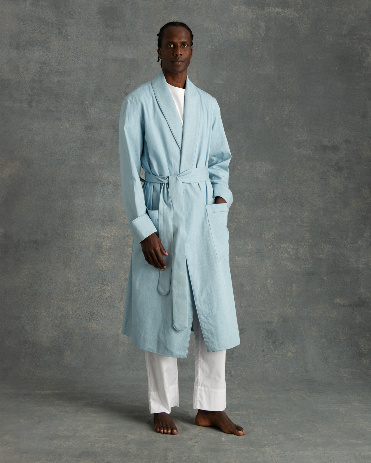 Light Denim Dressing Robe P Johnson