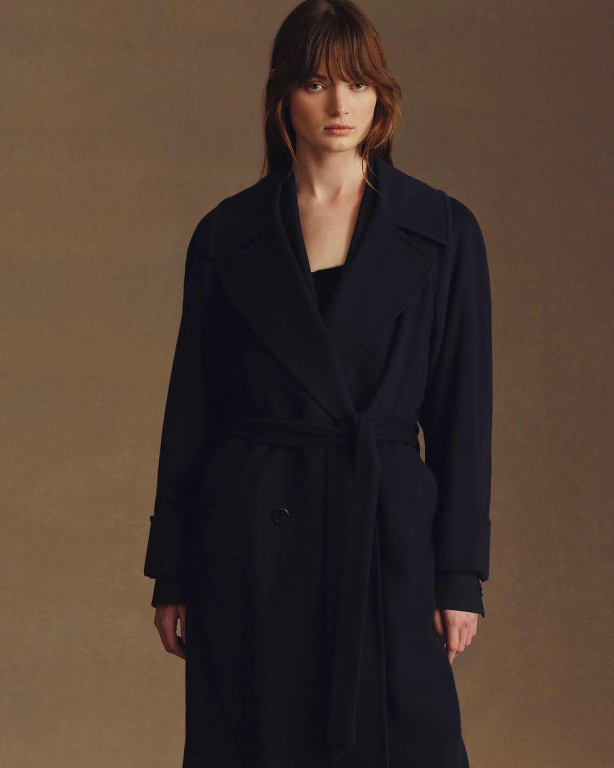Double Breasted Raglan Overcoat - Navy