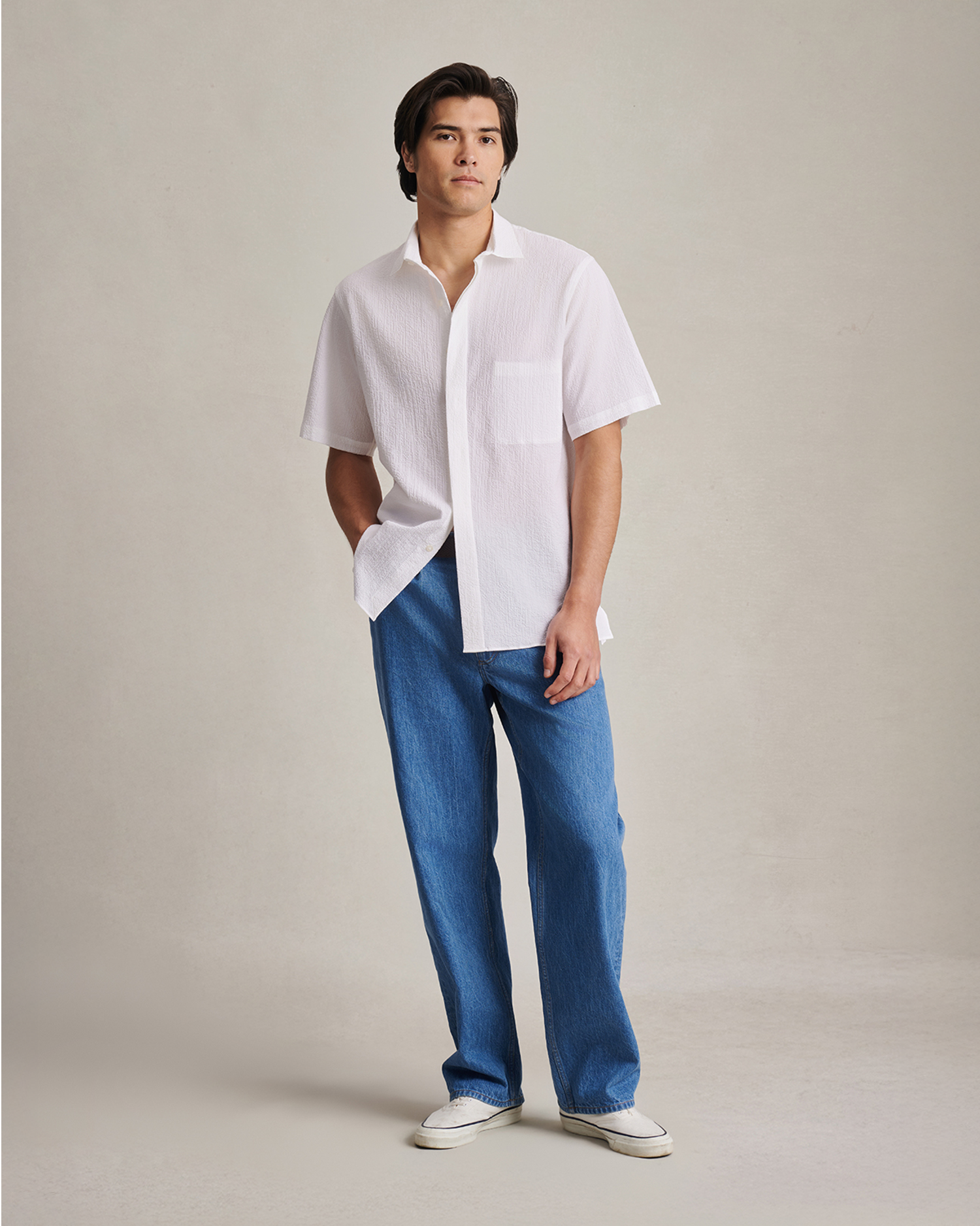 Resort Shirt I - White Fine Seersucker