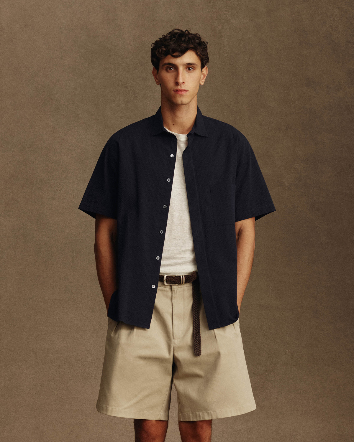 Resort Shirt I - Navy Fine Seersucker