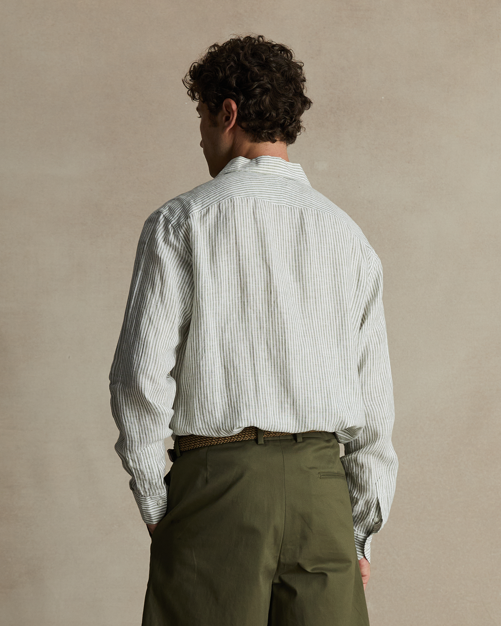 Green Stripe Summer Linen Shirt