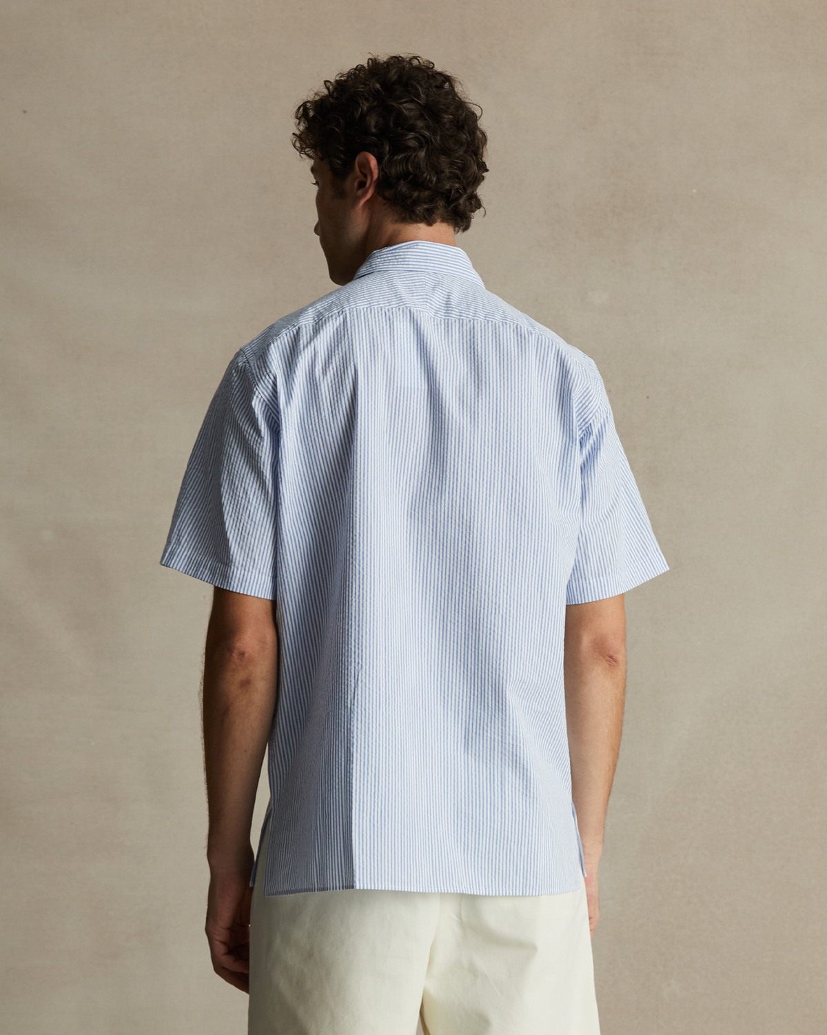 Canclini Striped Seersucker Camp Collar Shirt by Knot Standard