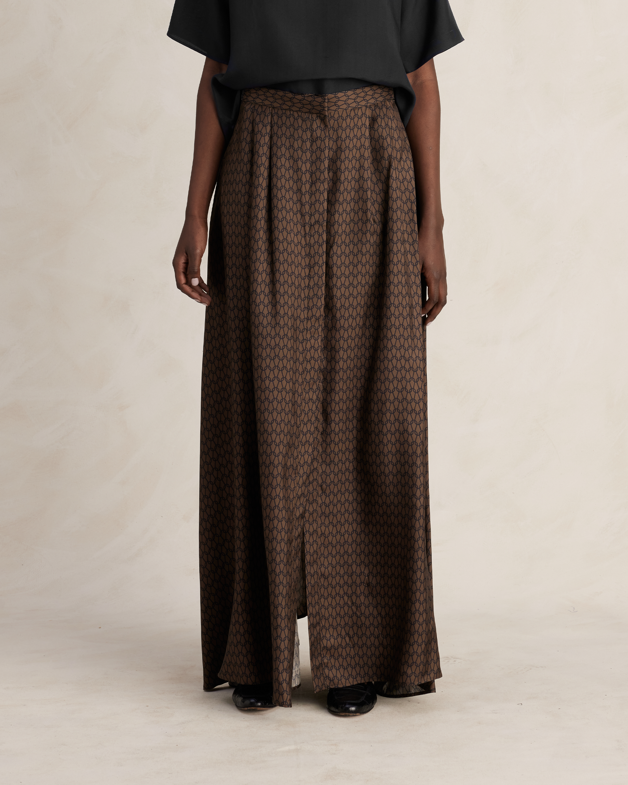 Kahlo Skirt - Chocolate Chainmail Silk