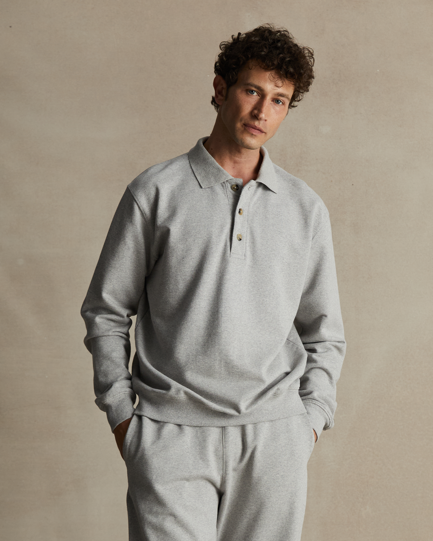 Grey Organic Cotton Polo Sweat