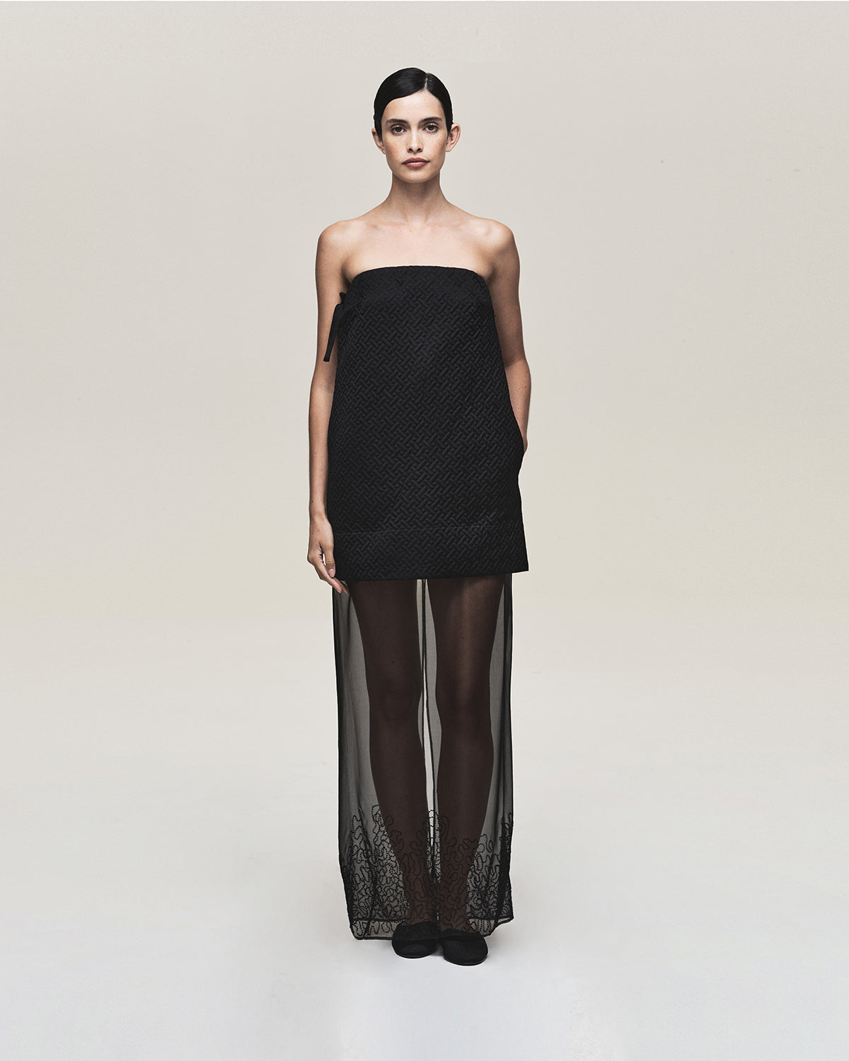Sabine Strapless Quilted Dress - Black