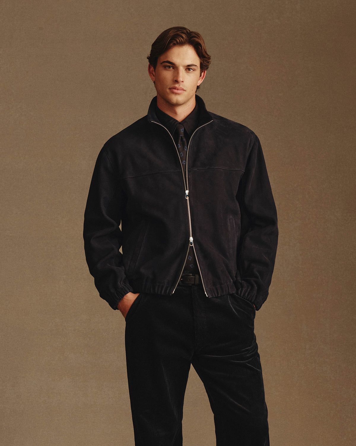 Senna Jacket - Navy Suede