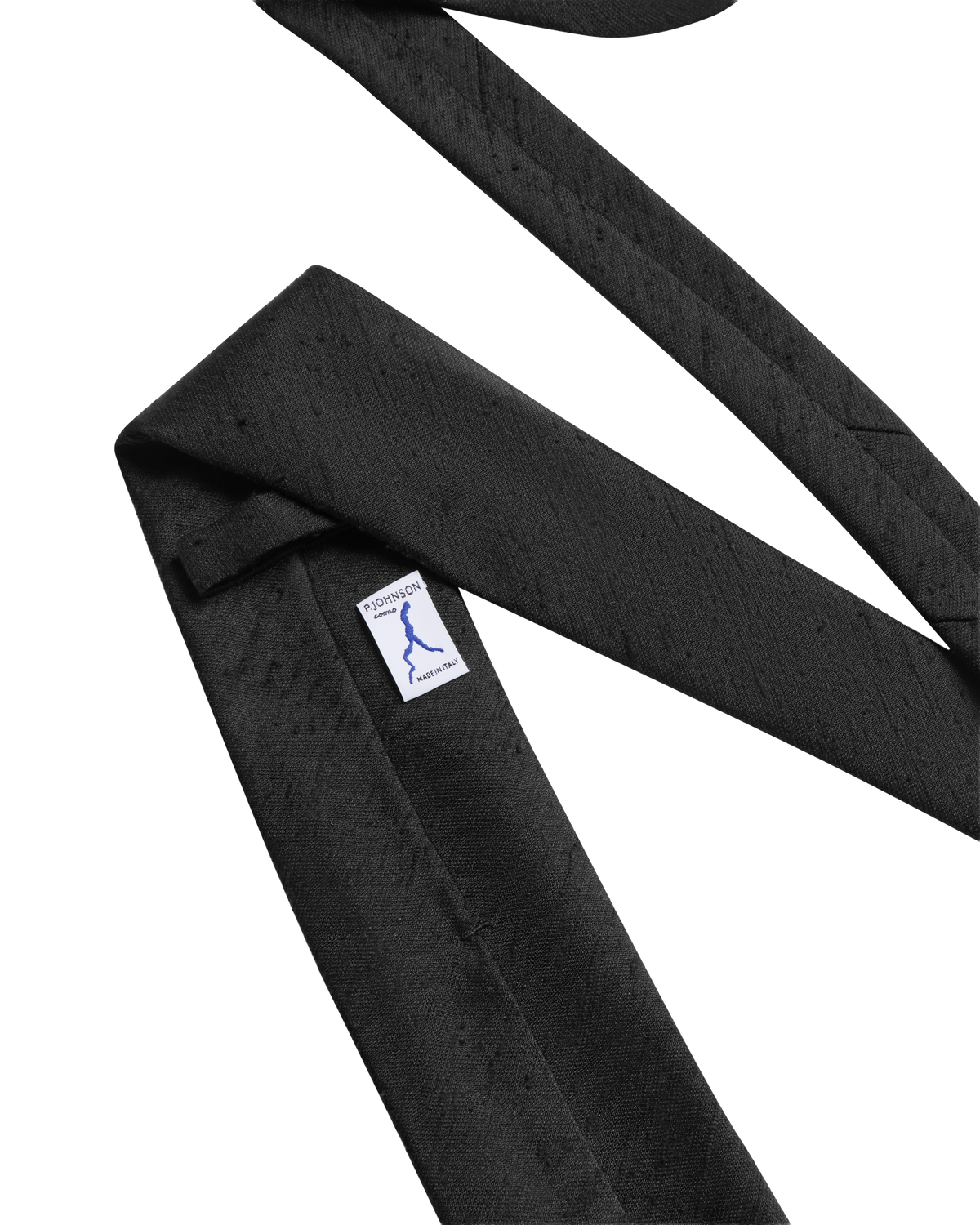Shantung Hand Rolled Silk Tie - Black