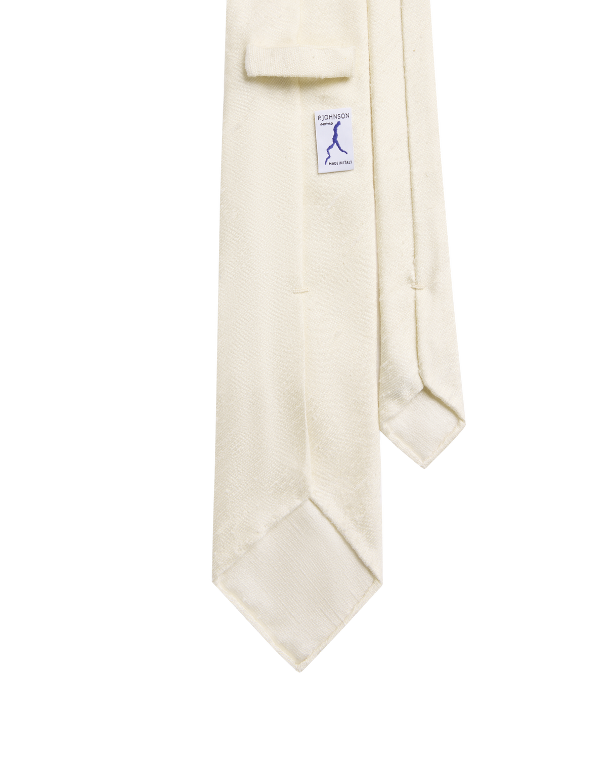 Shantung Hand Rolled Silk Tie - Ivory