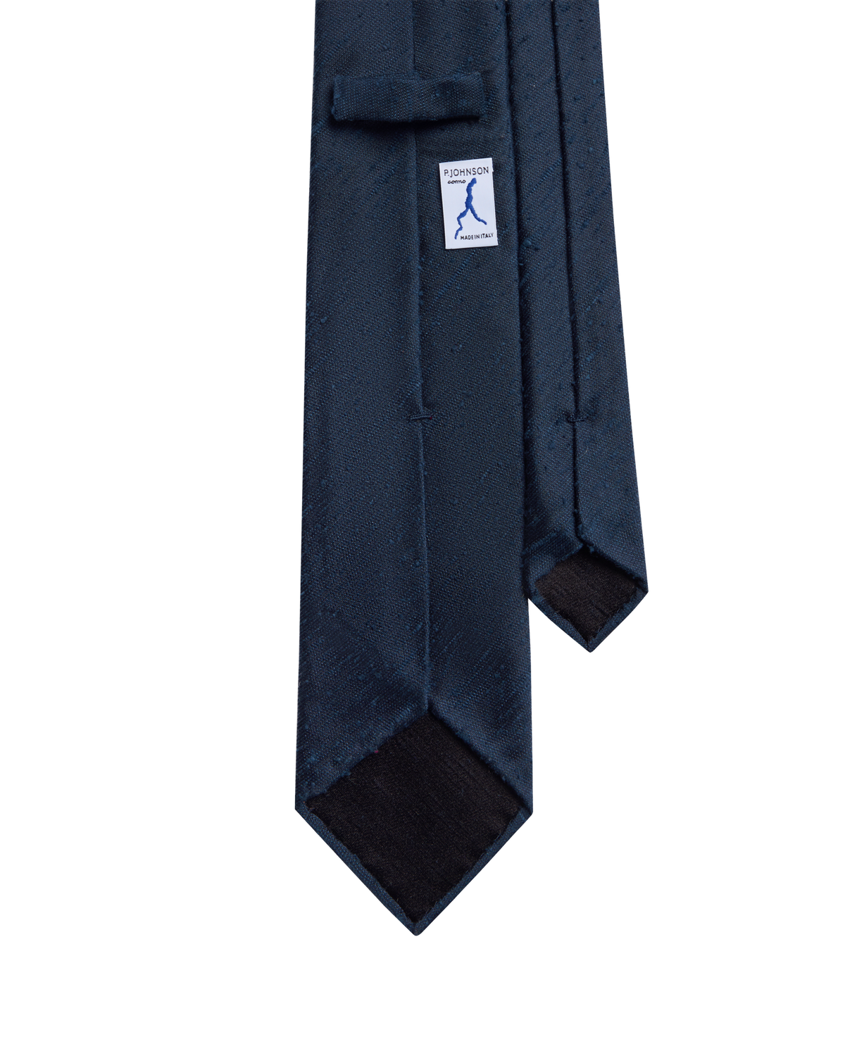 Shantung Hand Rolled Silk Tie - Navy