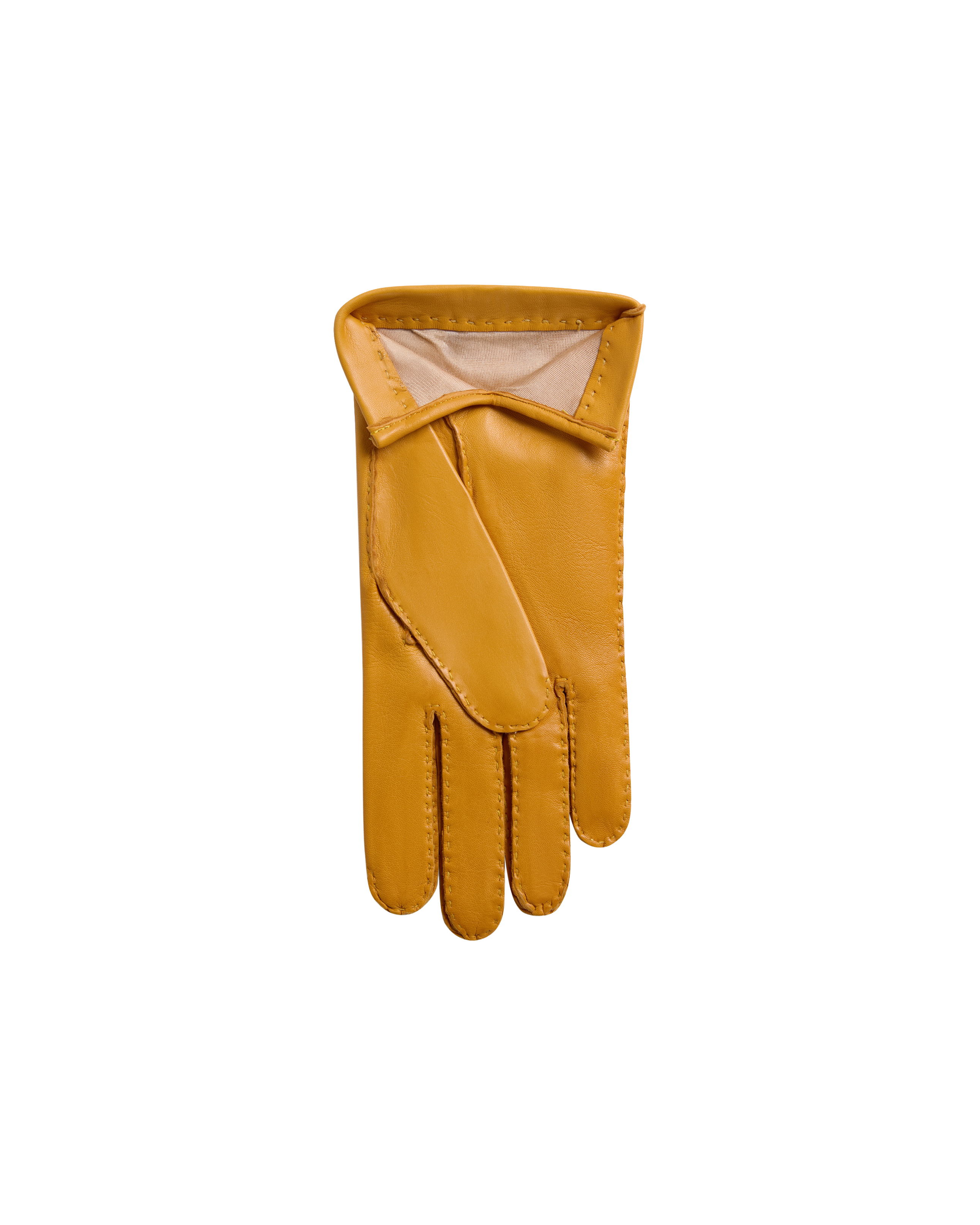 Silk Lined Costello Leather Gloves - Yellow