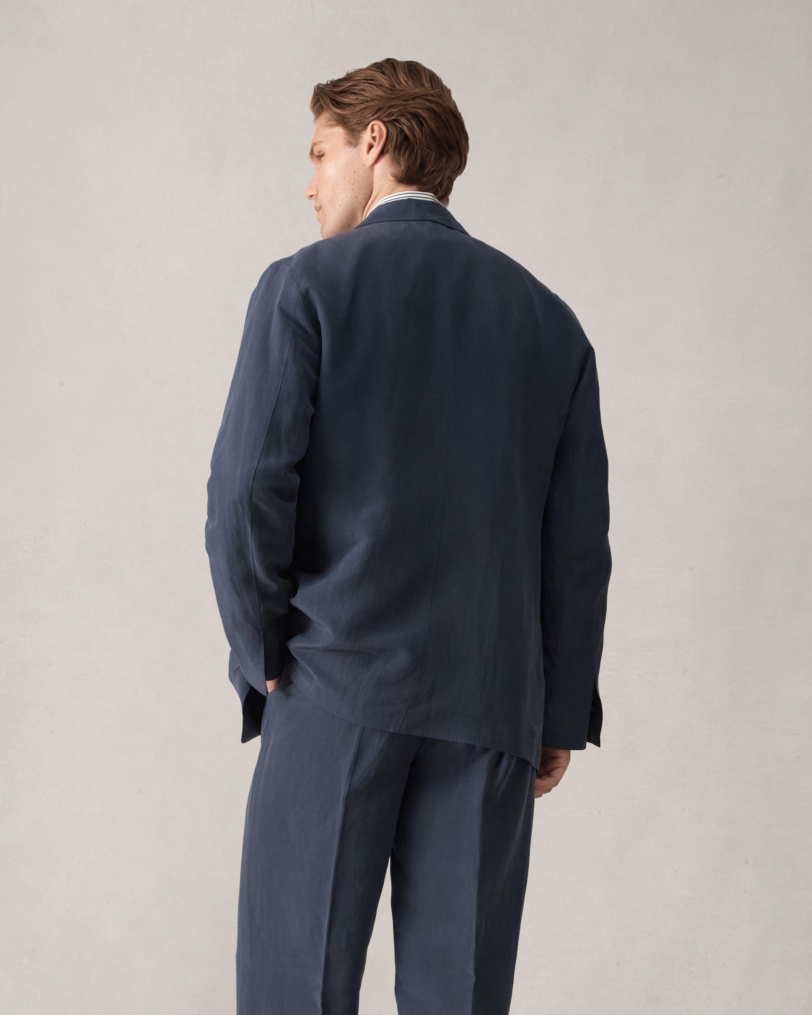 Slack Jacket - Navy Silk Linen
