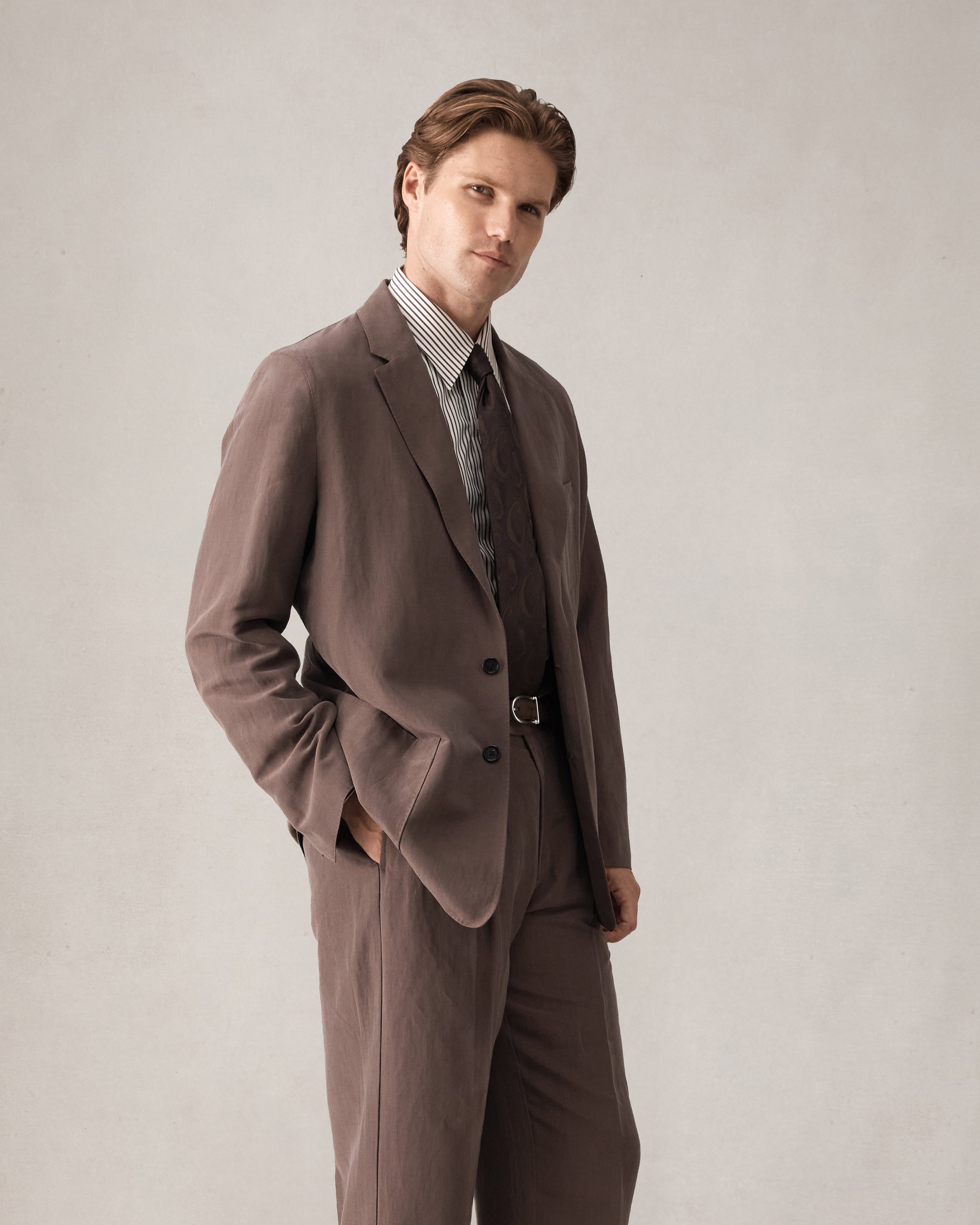 Slack Jacket - Chocolate Silk Linen