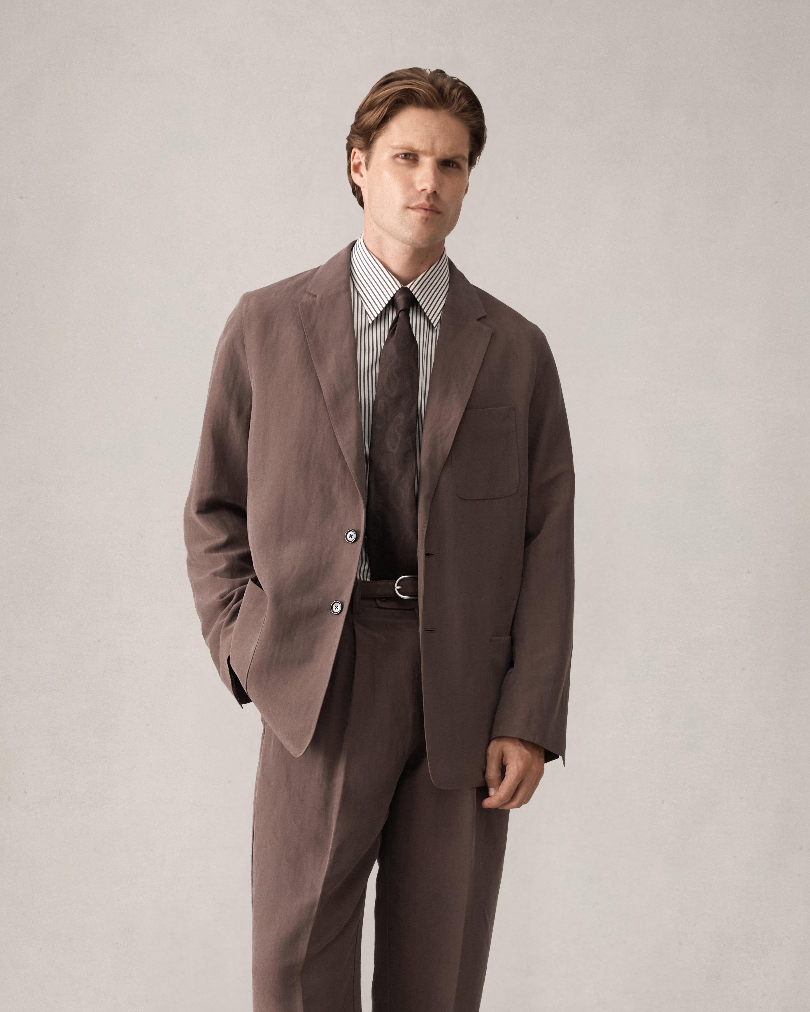 Slack Jacket - Chocolate Silk Linen