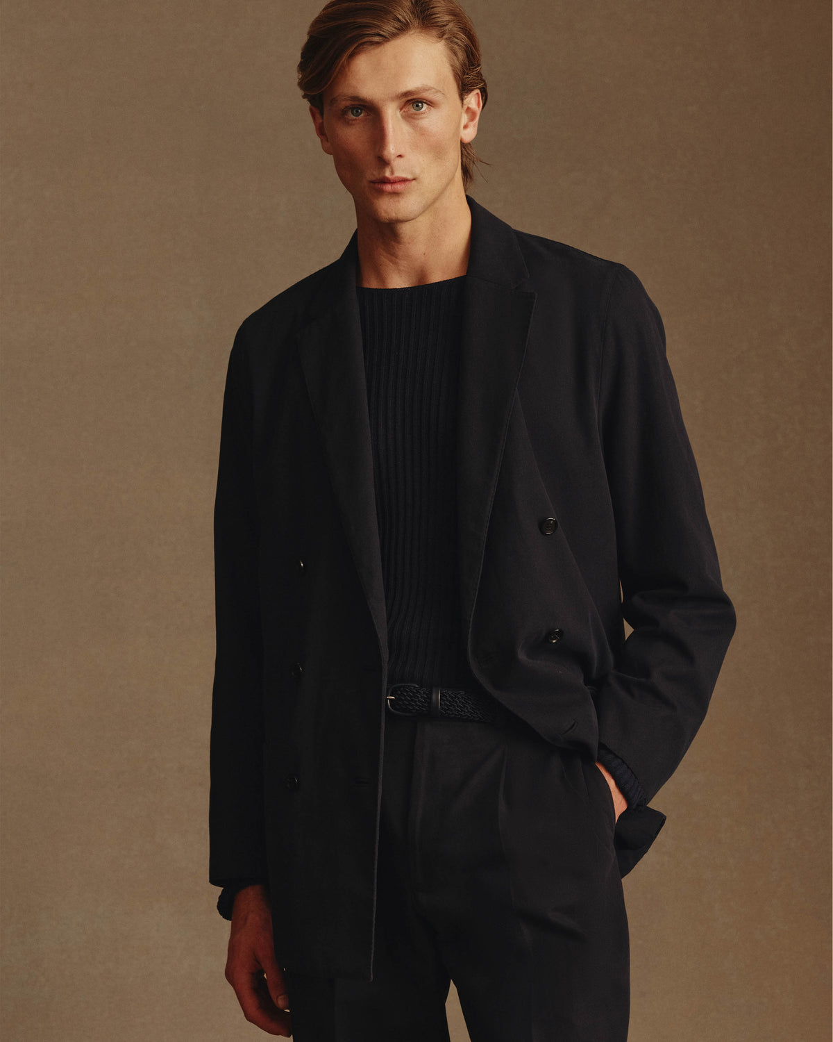 Double Breasted Slack Jacket - Navy Canvas