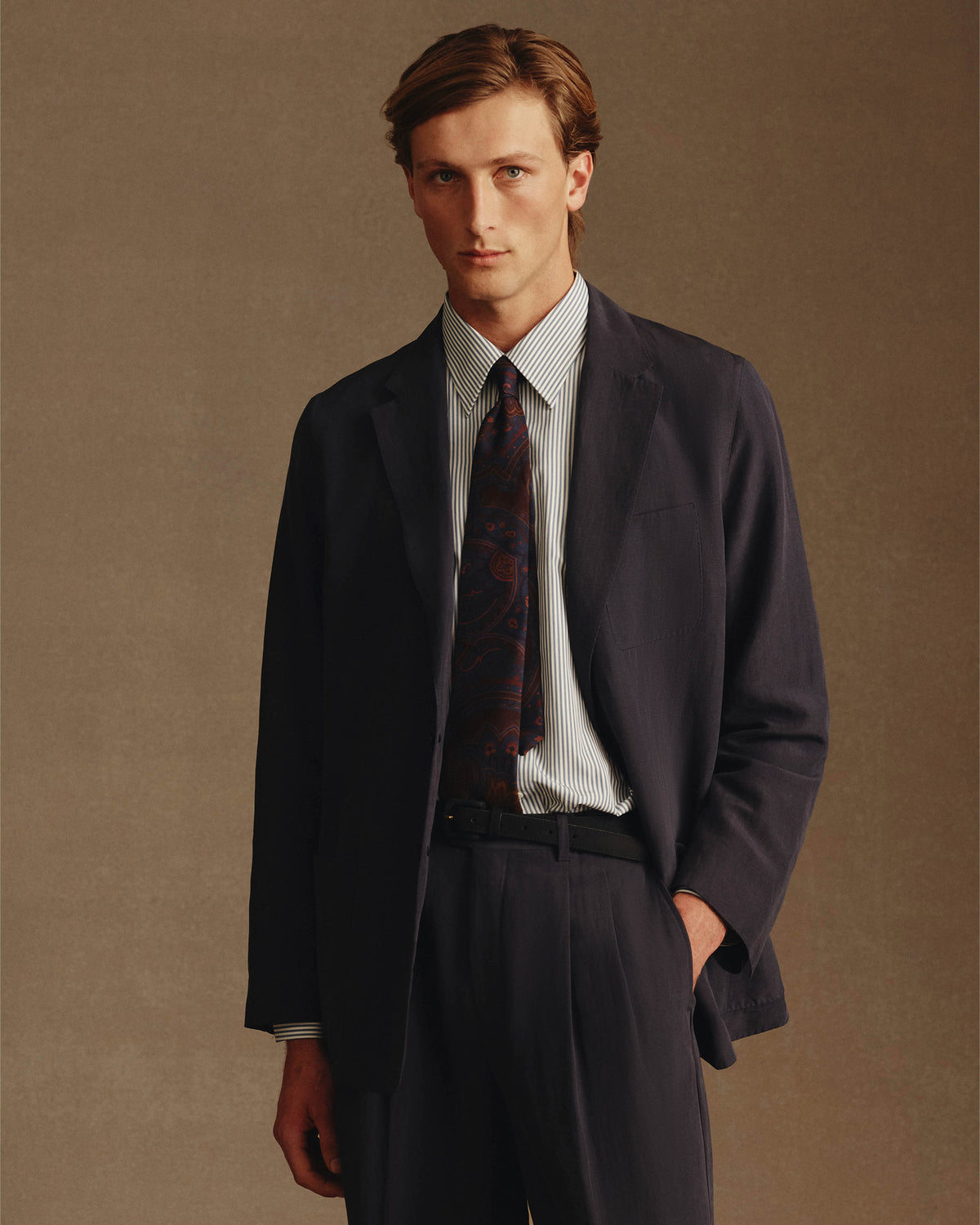 Slack Jacket - Navy Silk Linen