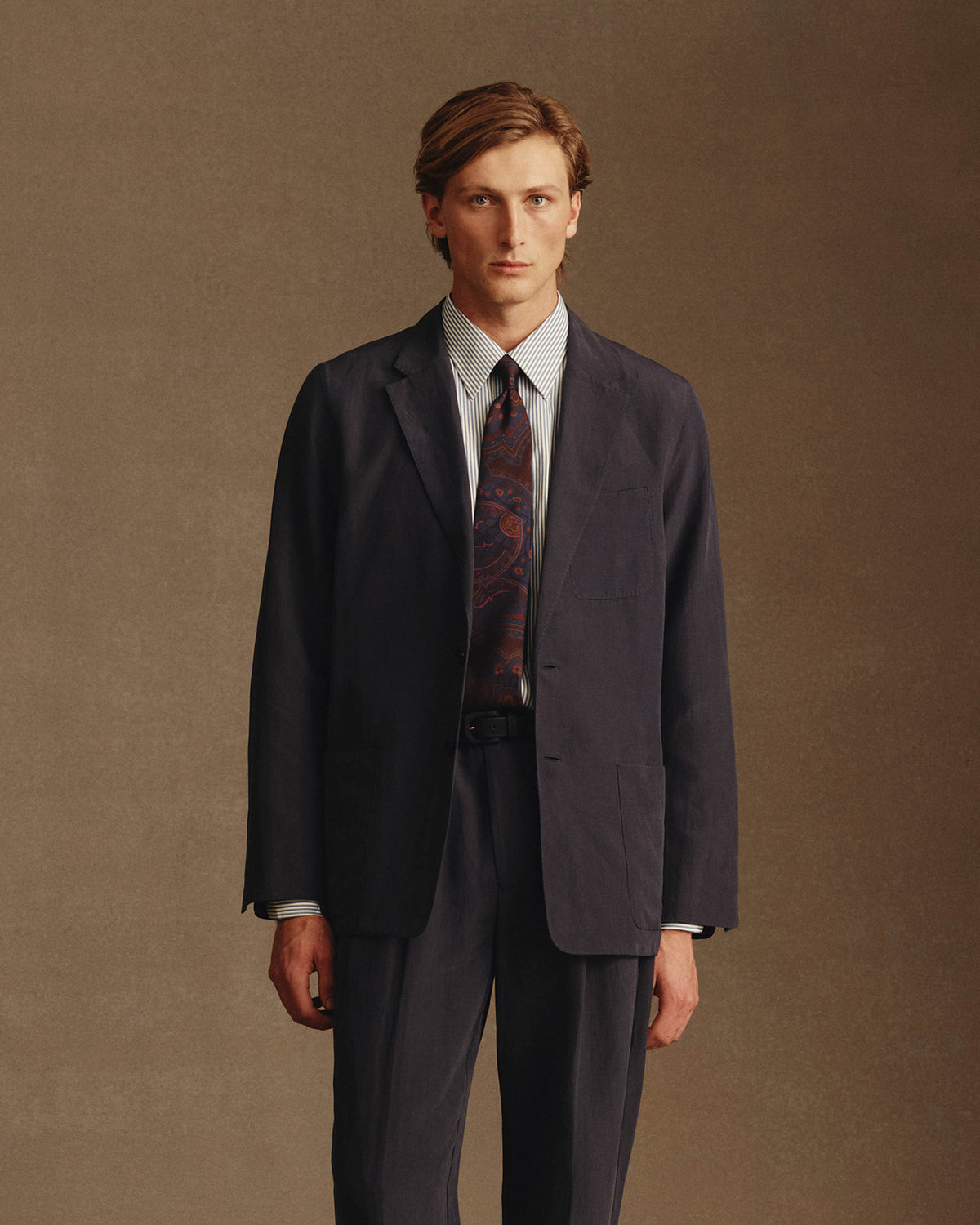 Slack Jacket - Navy Silk Linen