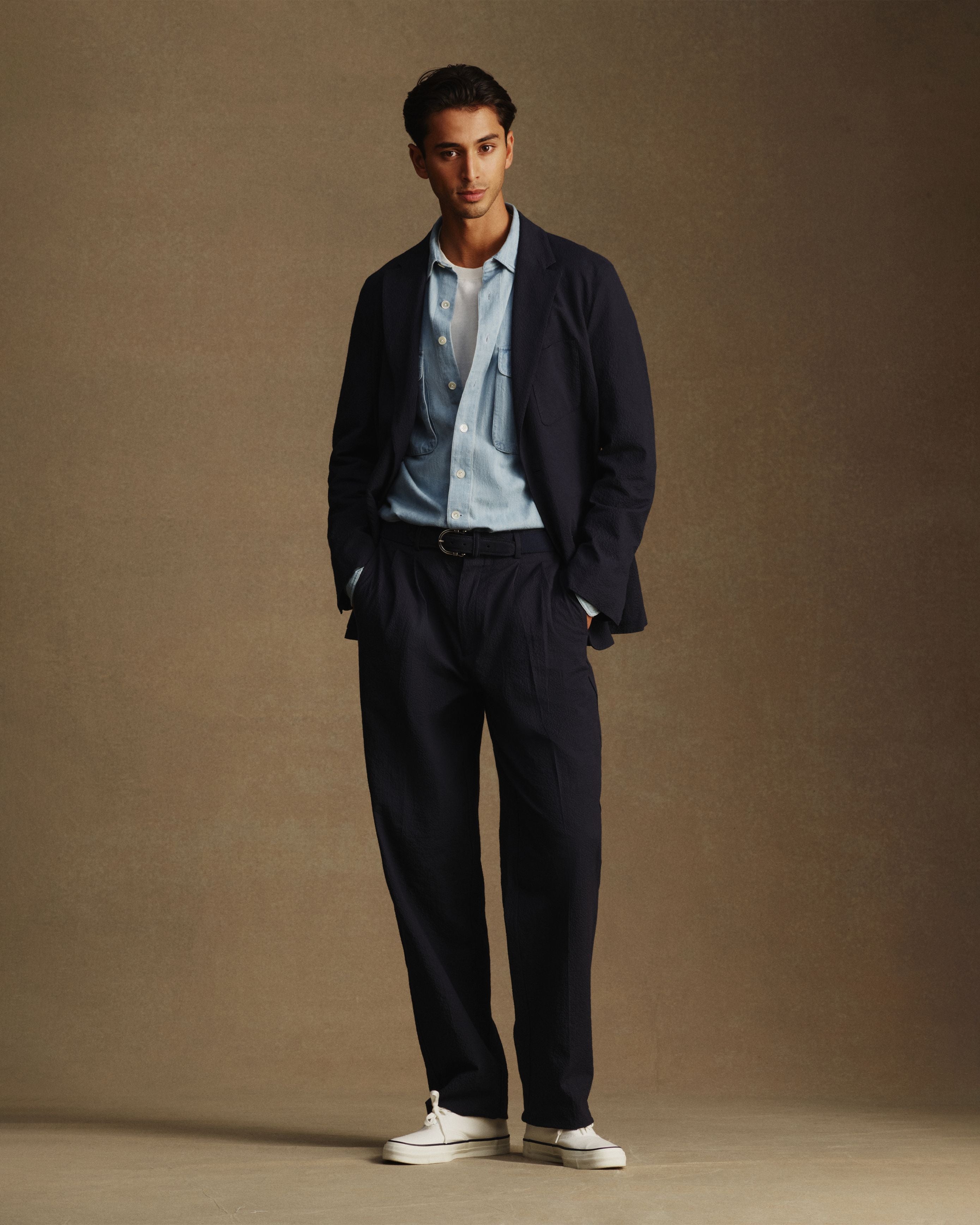 Slack Jacket - Navy Seersucker
